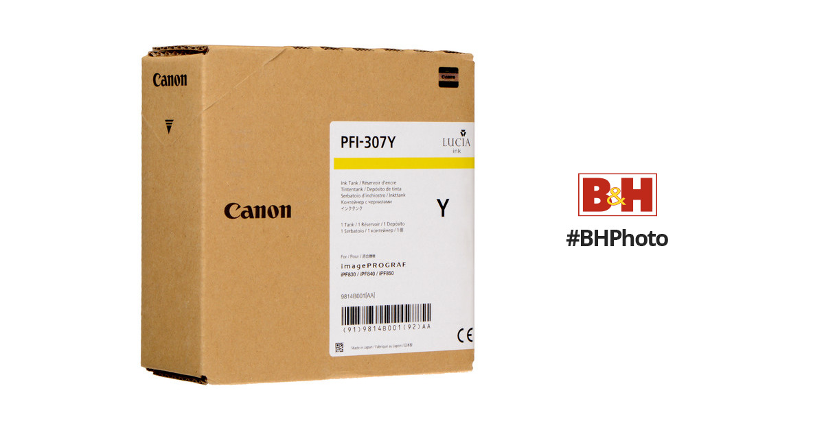 Canon PFI-307Y Yellow Ink Cartridge (330 mL) 9814B001AA BH