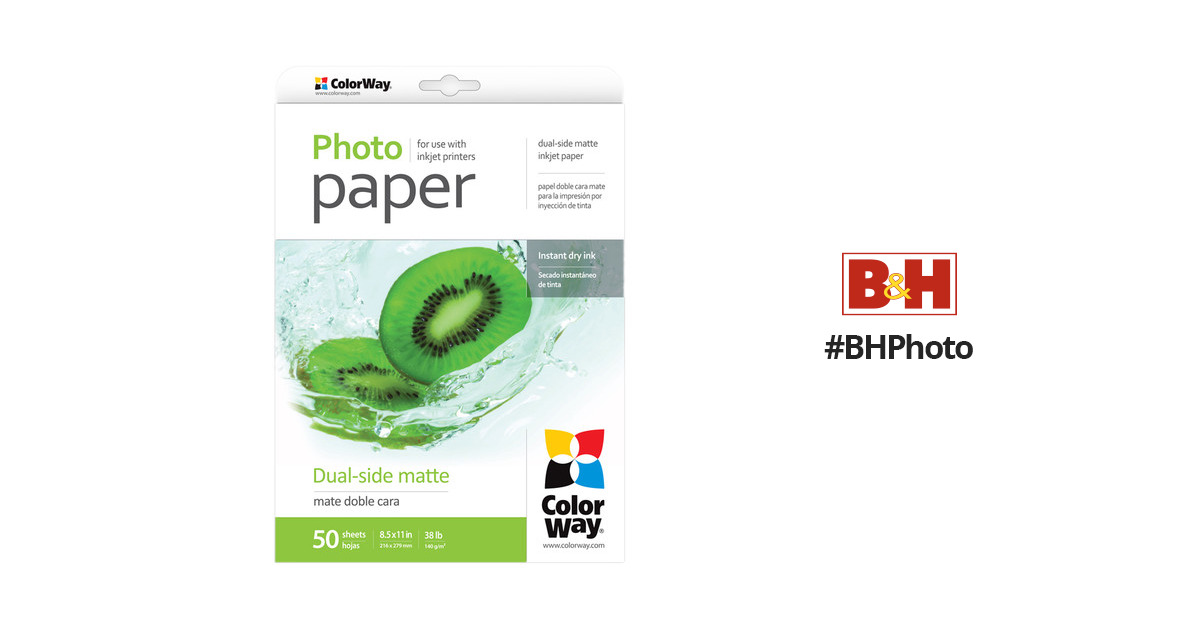 ColorWay Dual-Side Matte Photo Paper PMD140050LT B&H Photo Video