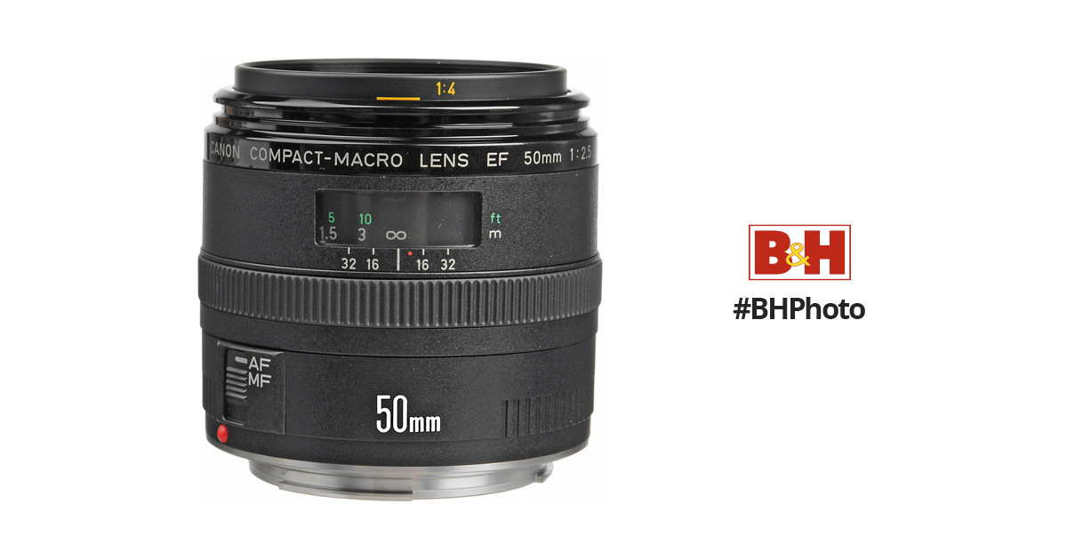 Canon EF 50mm f/2.5 Compact Macro Lens 2537A003 B&H Photo Video