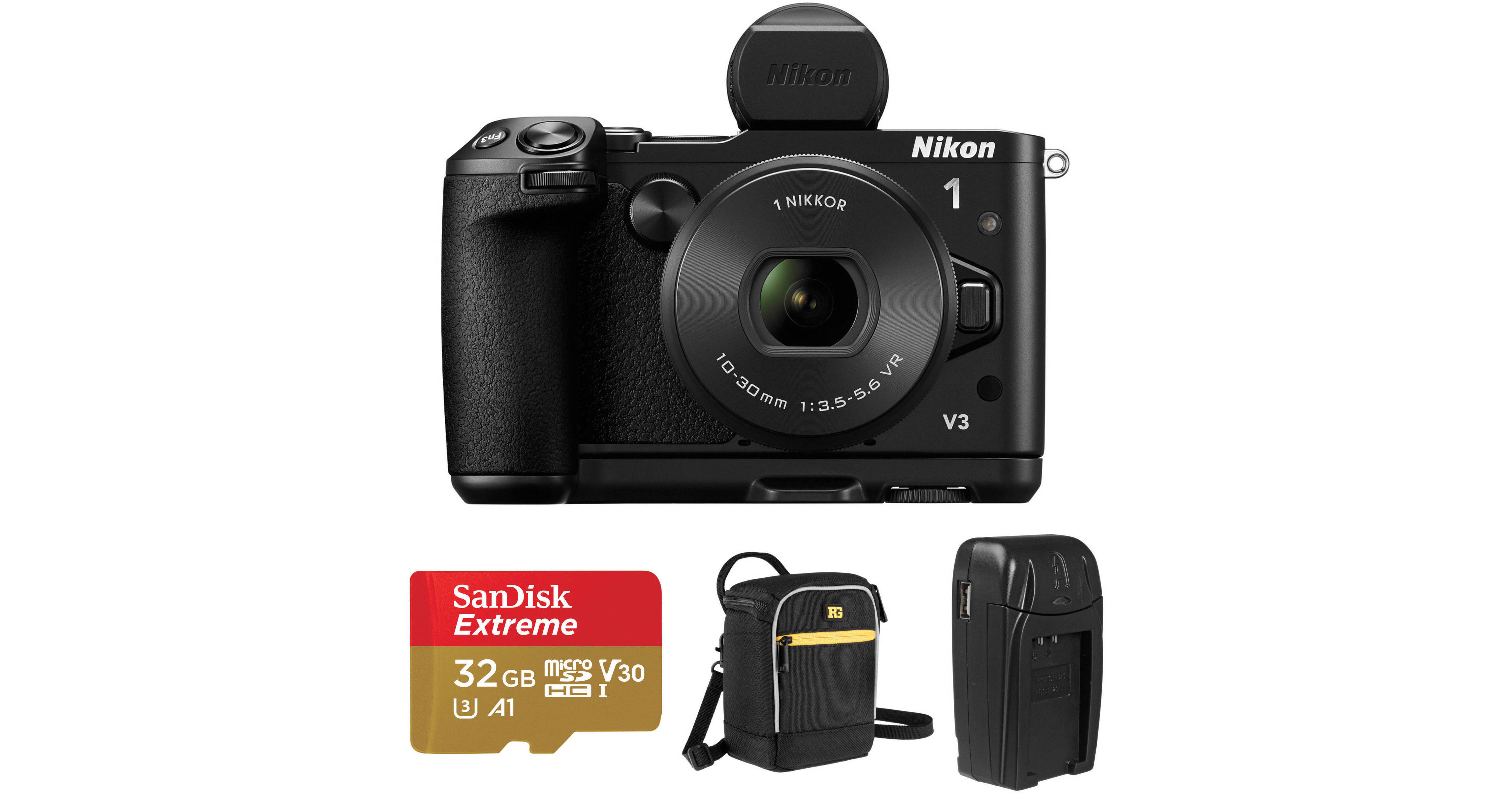 Nikon 1 V3 Mirrorless Digital Camera with 1030mm Lens and