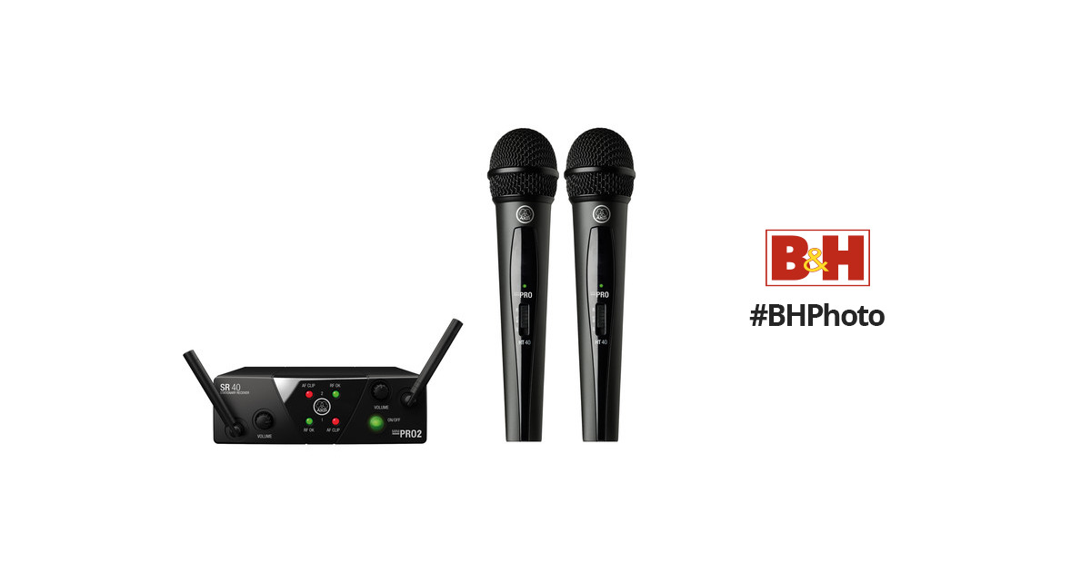 AKG WMS40 Mini Dual Vocal Set Wireless Microphone 3350X00060 B&H