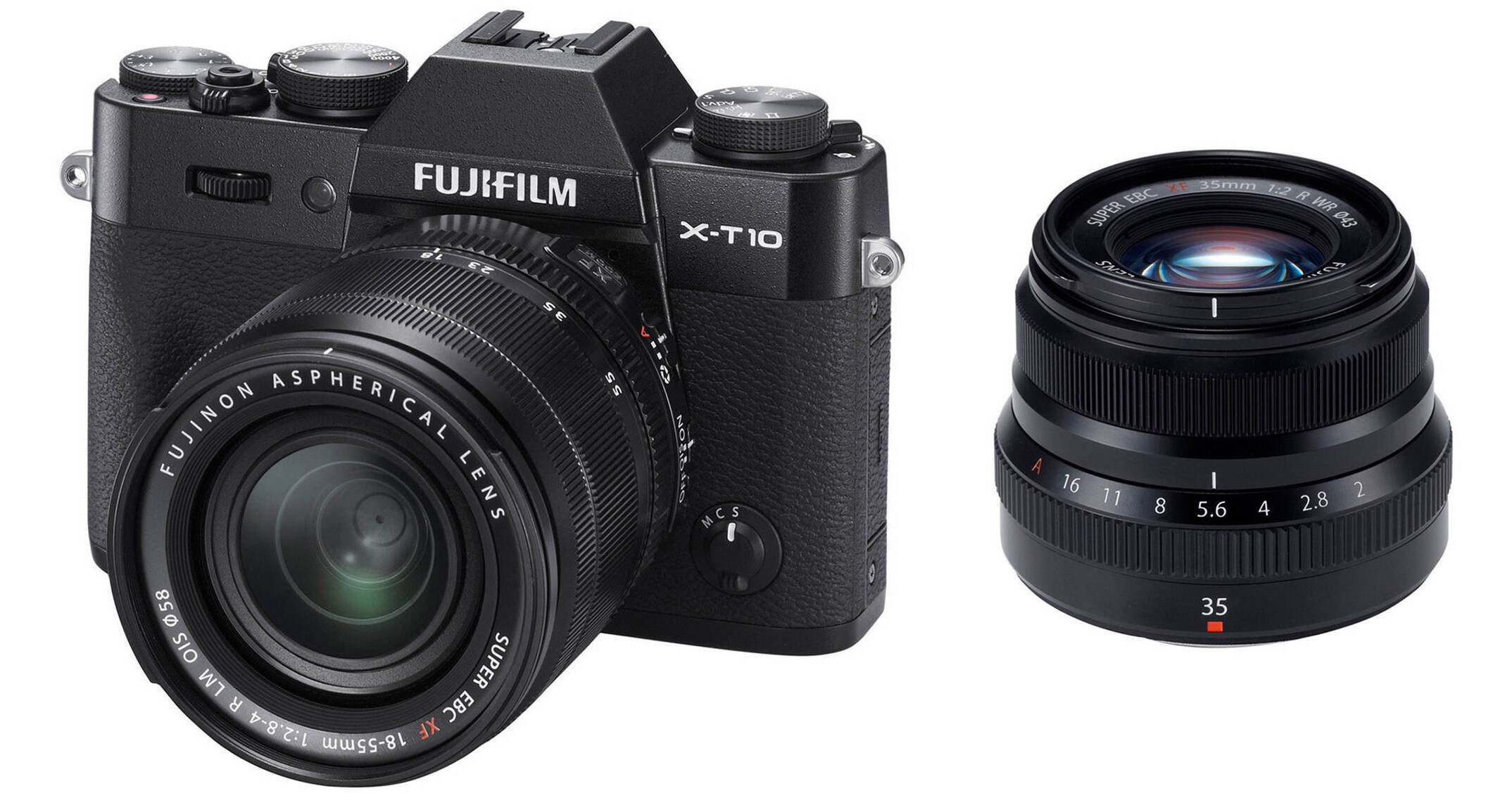 FUJIFILM X-T10 Mirrorless Digital Camera With 18-55mm And 35mm