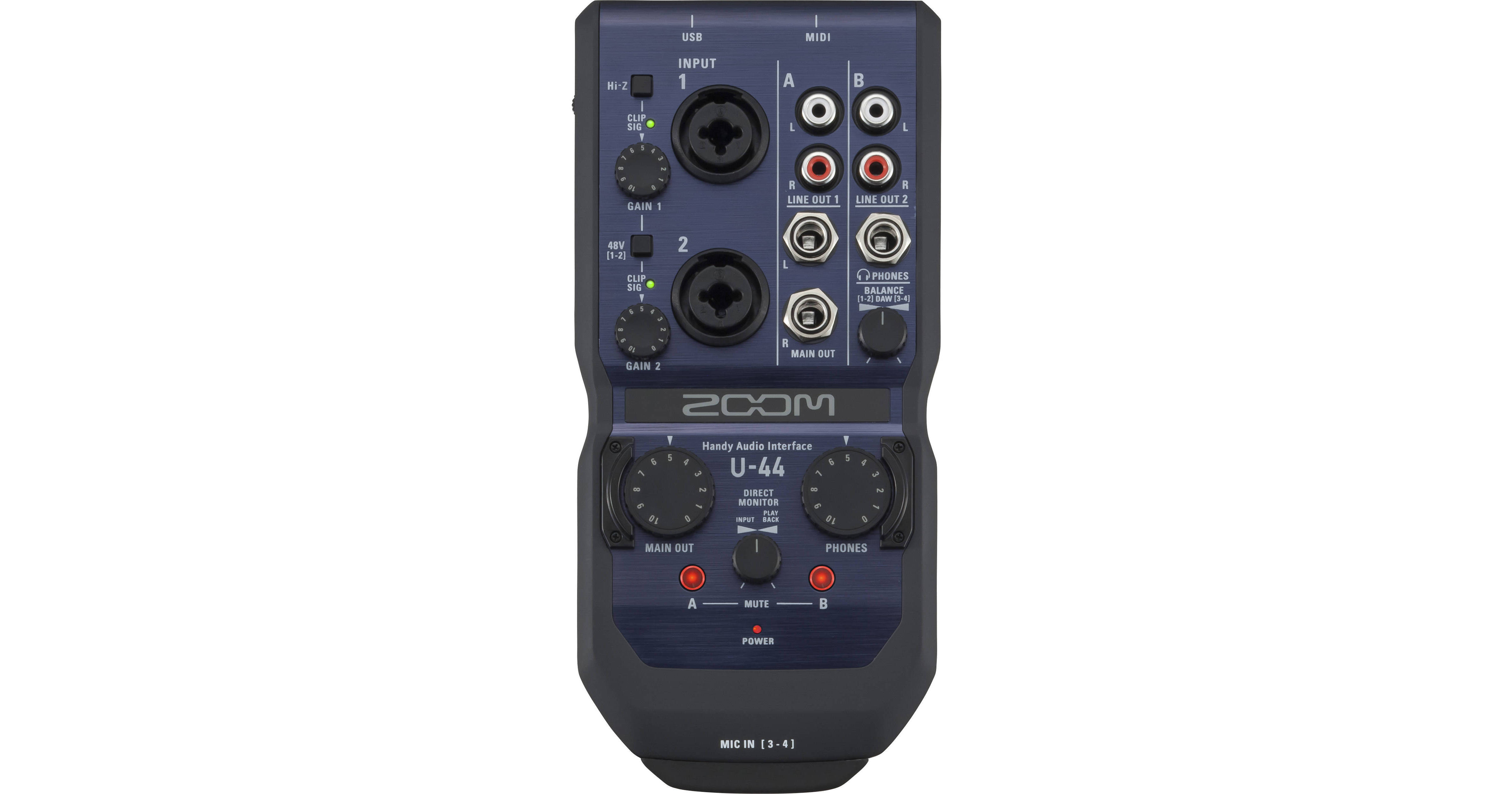 Zoom U-44 Portable 4x4 USB Handy Audio/MIDI Interface ZU44 B&H