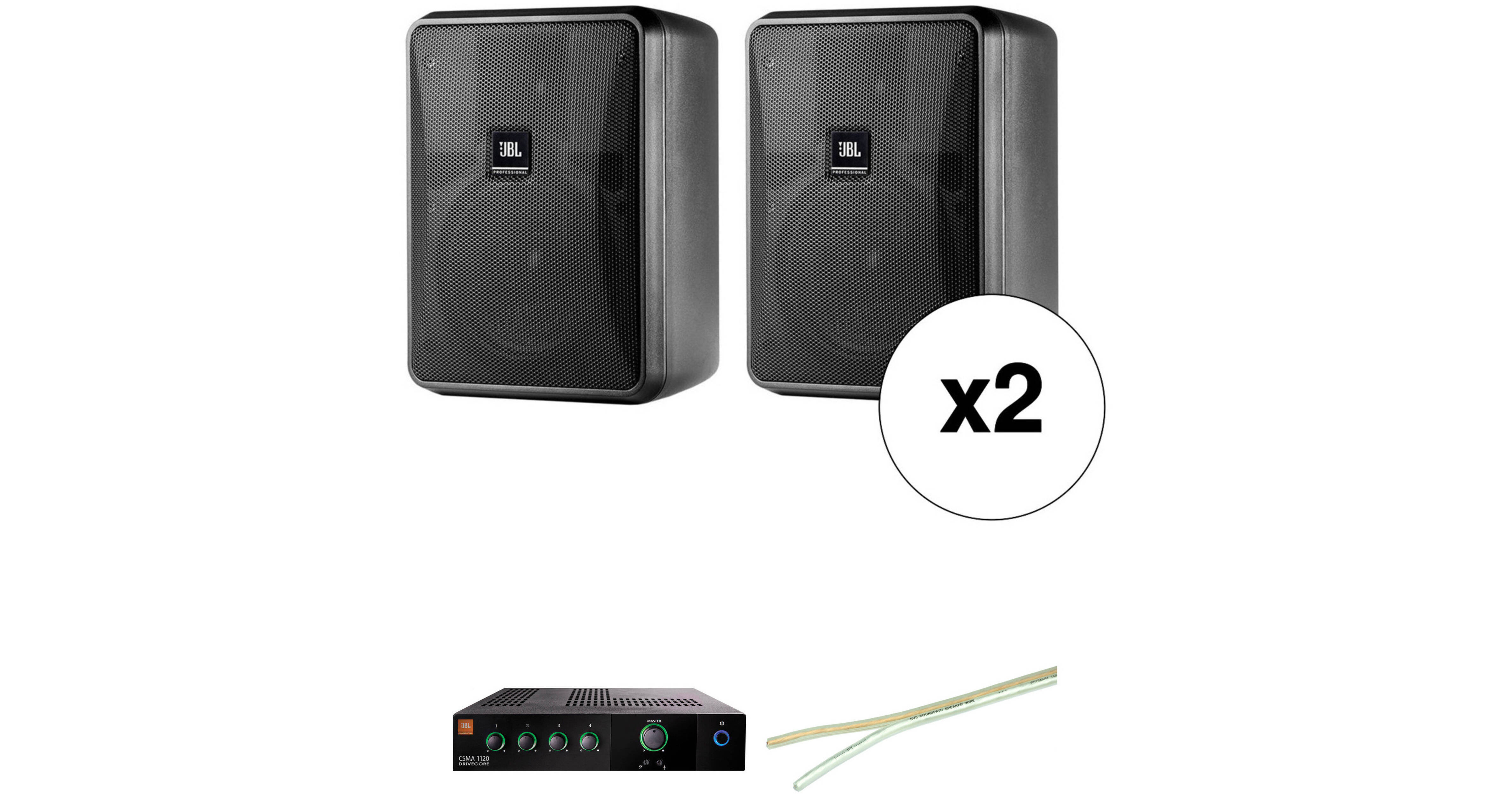 JBL Control 251 Compact Indoor/Outdoor Speakers, Wire & Mixer
