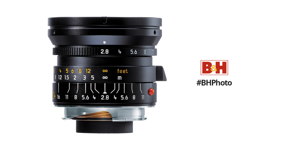 Leica Wide Angle 24mm f/2.8 Elmarit M Aspherical Manual Focus Lens (6-Bit,  Updated for Digital) - Black