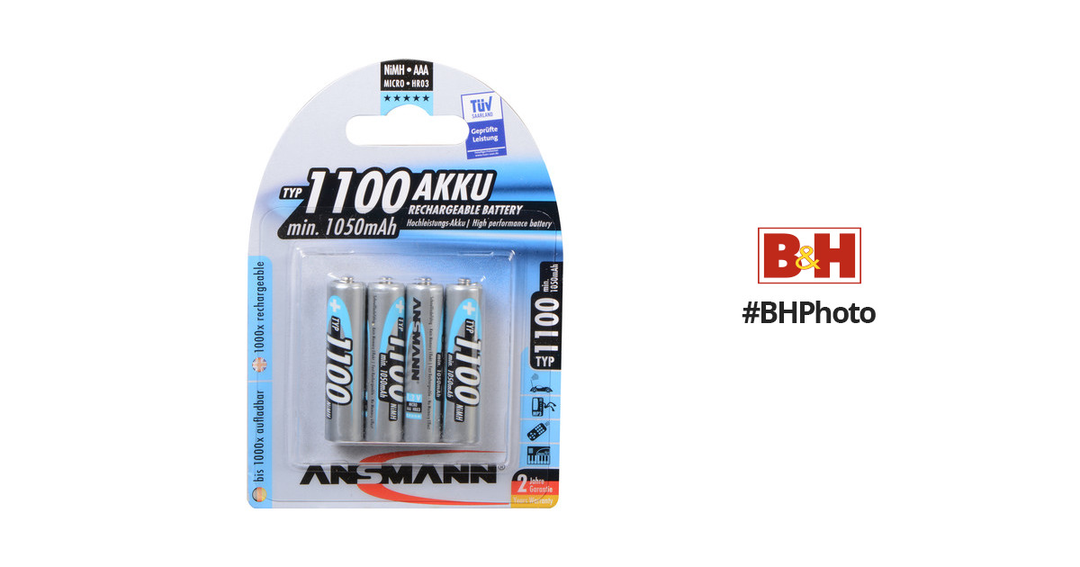  Ansmann AAA Rechargeable Batteries 1100mAh high-Capacity  high-Rate Rechargeable NiMH AAA Battery for Flashlight etc. (8-Pack)  (5035232-590) : Health & Household
