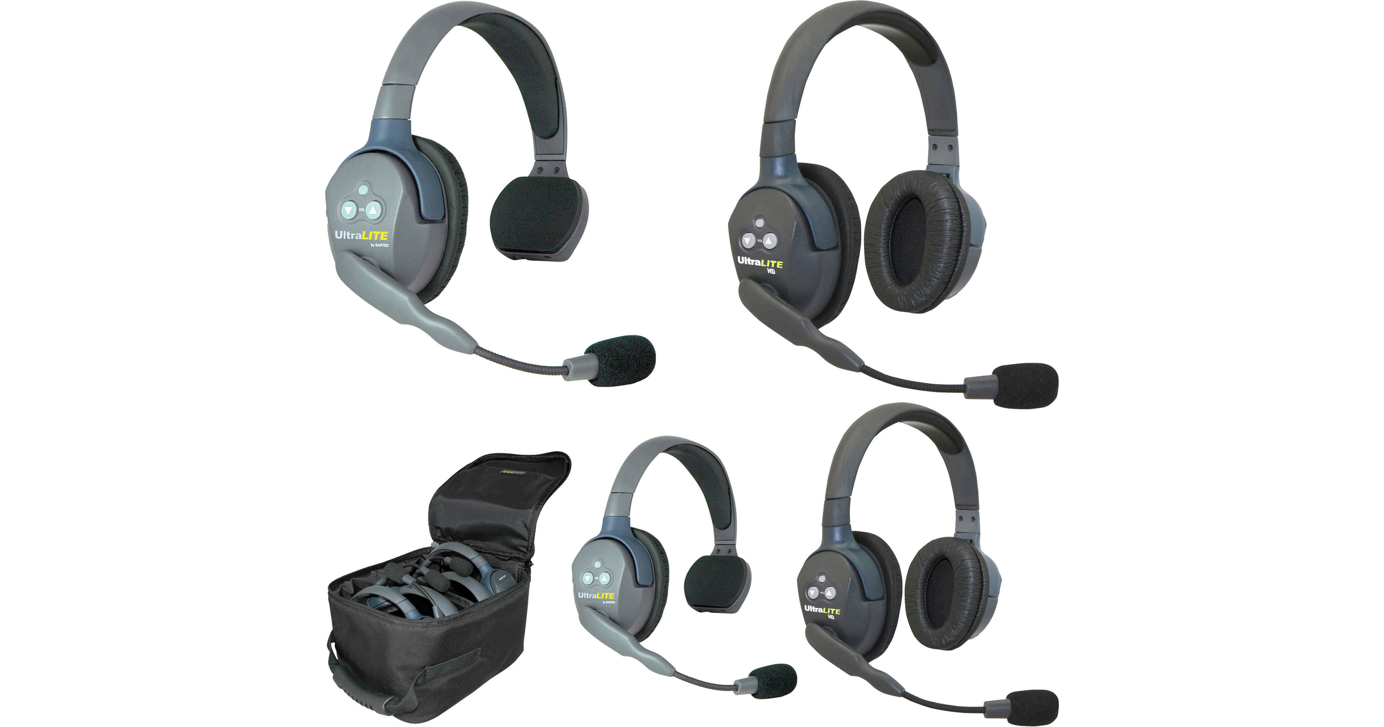 Eartec UltraLITE 4-Person Full-Duplex Wireless Intercom with 2 Single-Ear &  2 Dual-Ear Headsets (1.9 GHz, USA)