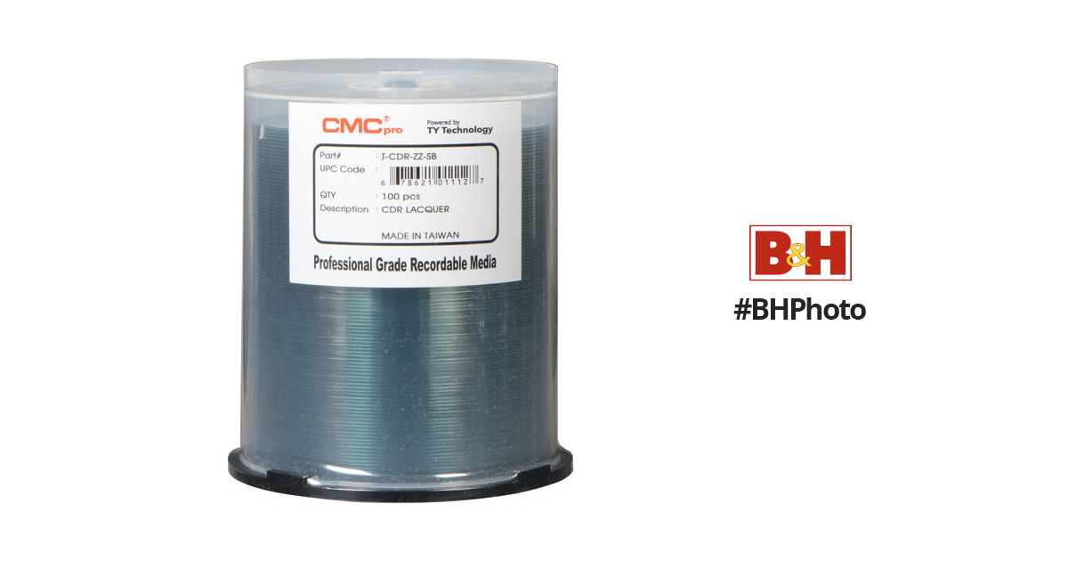 CMC Pro 700MB CD-R 48x Shiny Silver Lacquer Discs (100-Pack Cakebox)