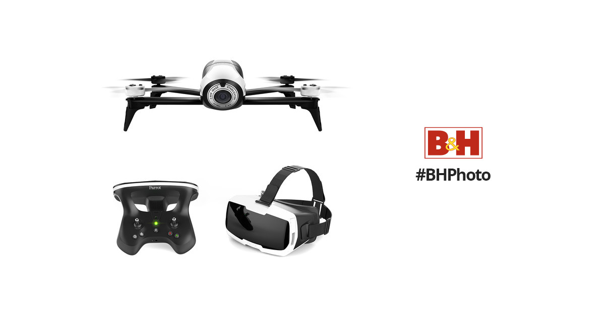 Renewed Parrot Bebop 2 FPV Drone Kit with Parrot CockpitGlasses and Parrot SkyController 2 White