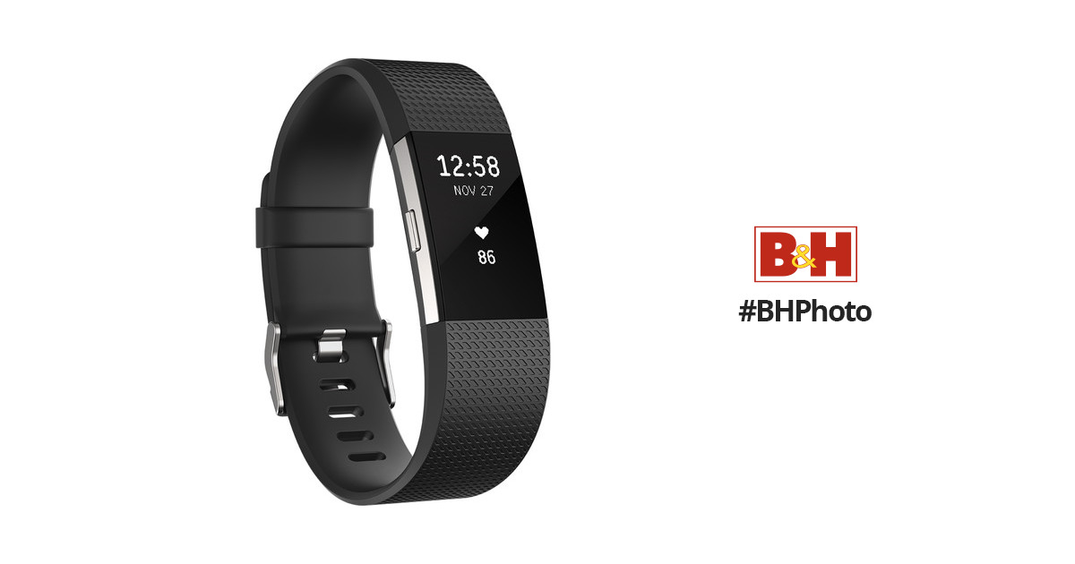 Large Fitbit Charge 2 FB407SBKL Activity Tracker Black for sale online 