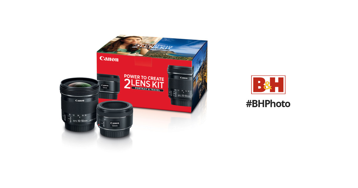 Renewed Canon Portrait and Travel Two Lens Kit with 50mm f/1.8 and 10-18mm Lenses 