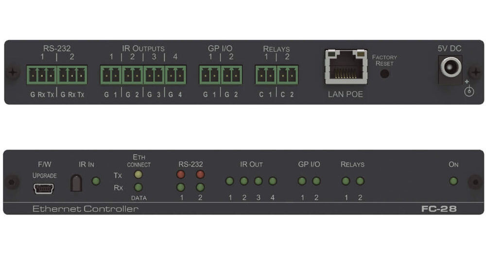 Kramer 10-Port Serial, IR, GPI/O, and Relay PoE Control Gateway