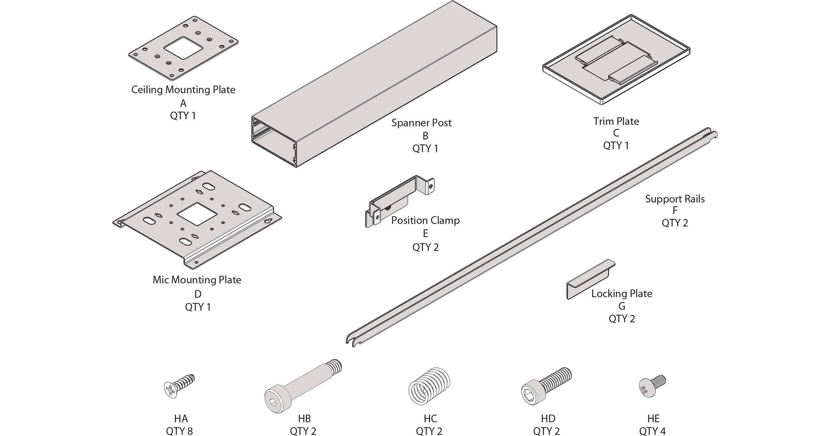 ClearOne Ceiling Mount Kit with 12" Suspensi 91000100512B B&H