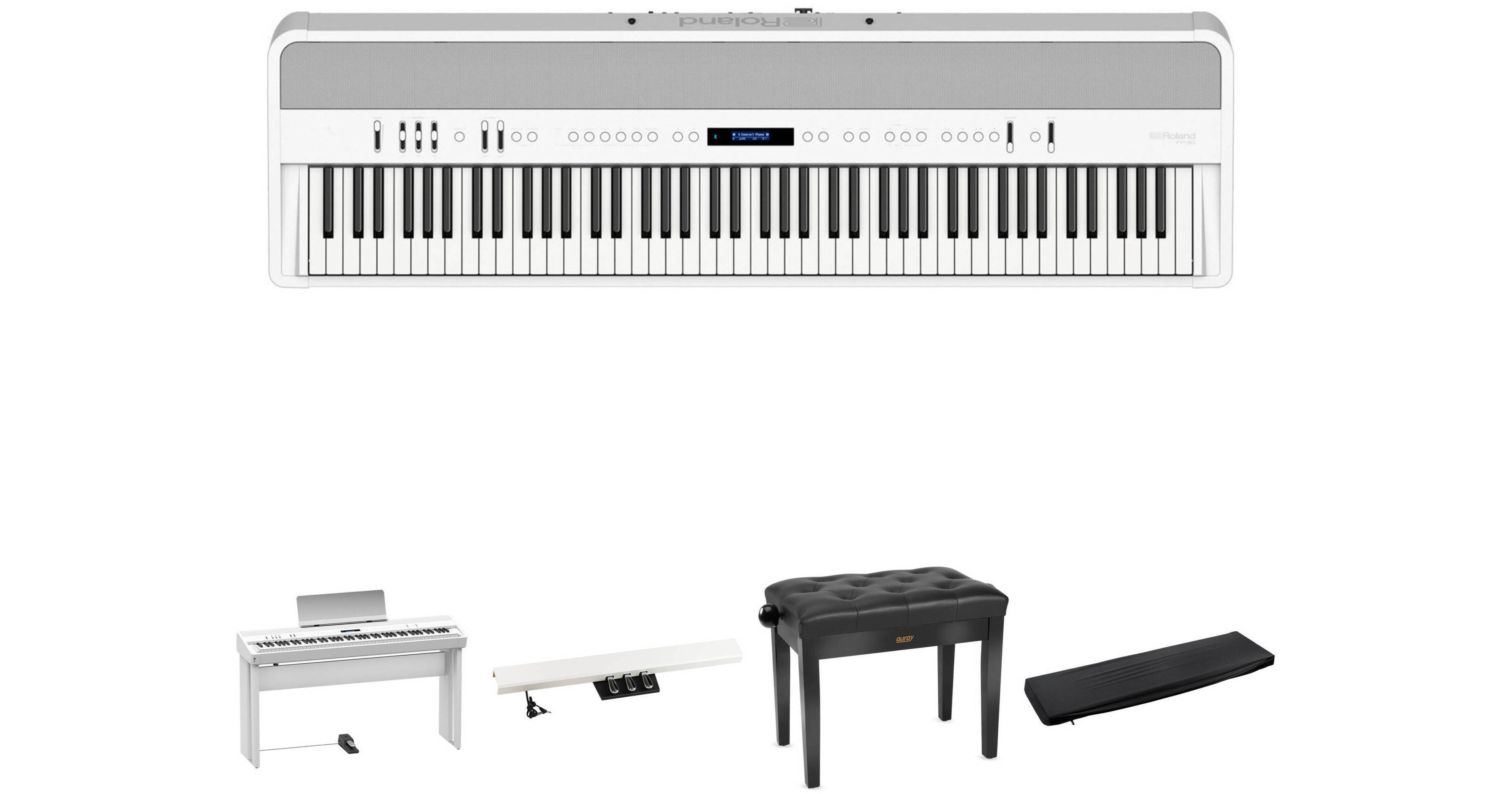 Roland FP90 Digital Piano Kit with Stand, Pedal Unit, Bench,