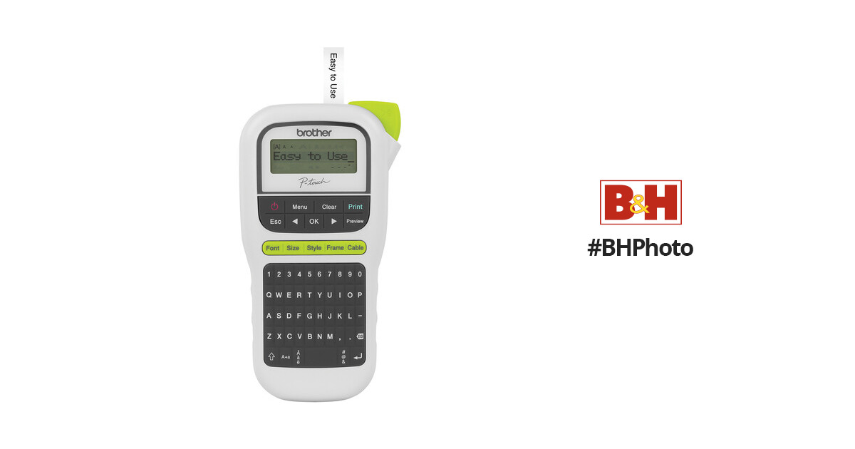 Brother PT-H110 Label Maker, P-Touch Label Printer, Handheld, QWERTY  Keyboard, Up to 12mm Labels, Includes 12mm Black on White Tape Cassette