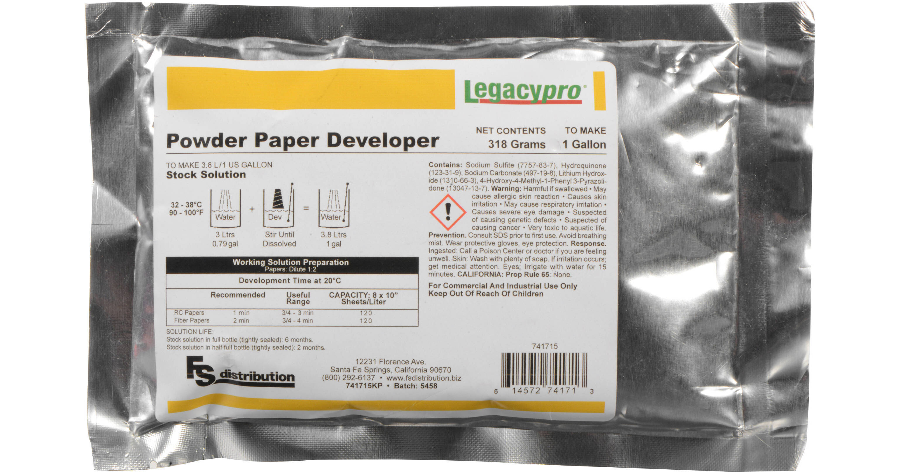 Legacy Pro Powder Developer for B&W Paper (Makes 1 gal) 741715