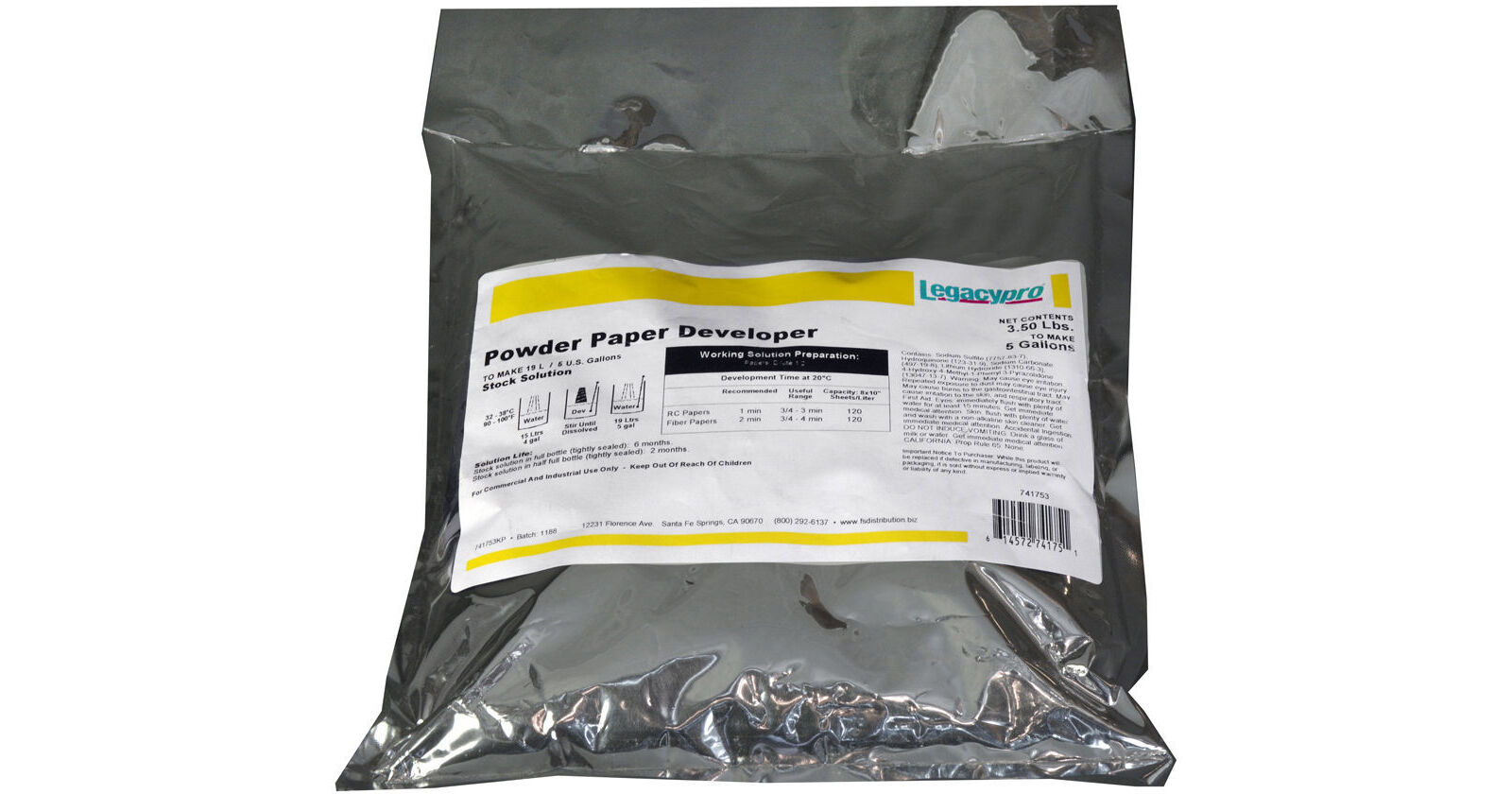Legacy Pro Powder Developer for B&W Paper (Makes 5 gal) 741753
