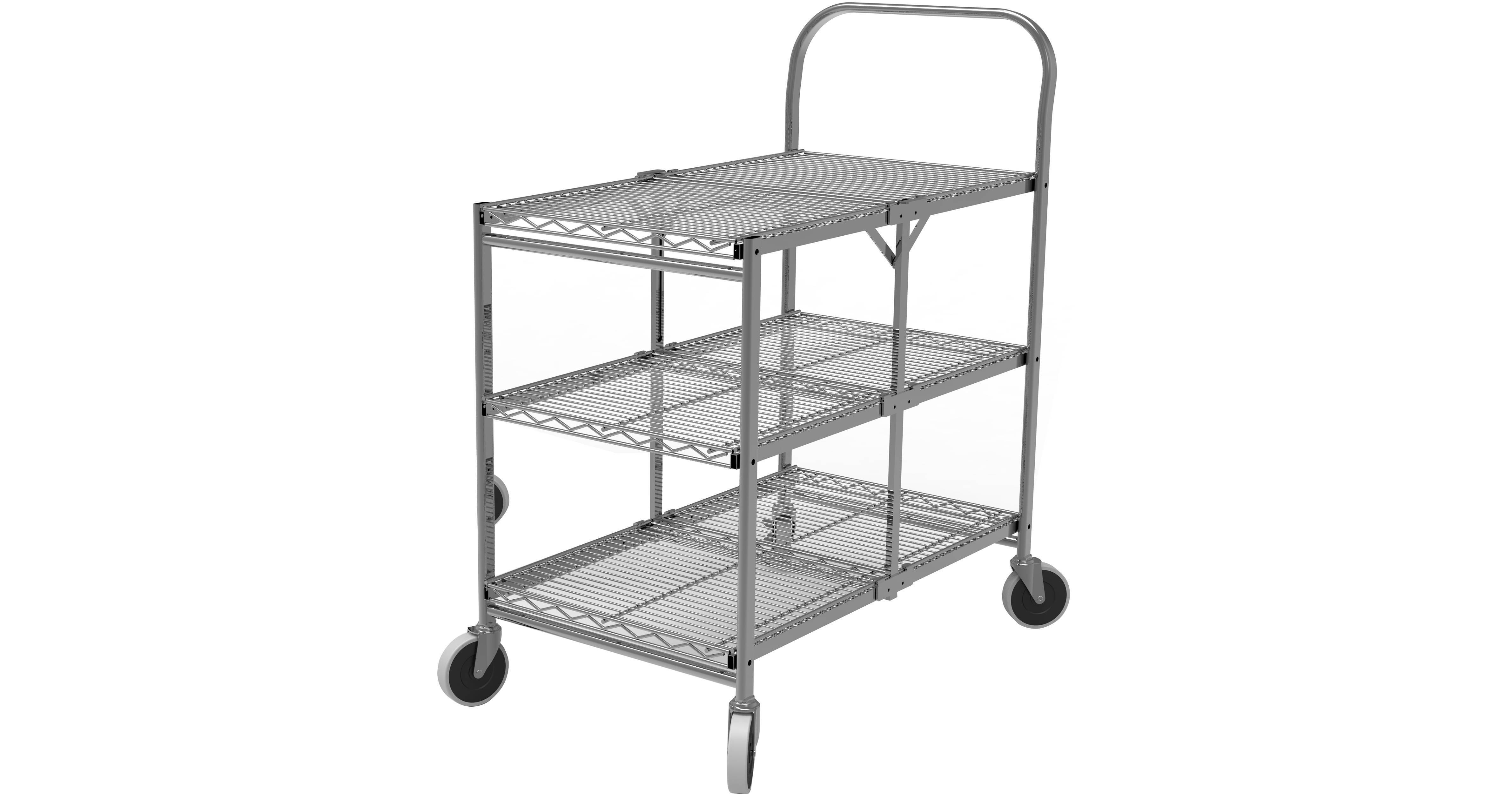 Luxor WSCC-3 - Three Shelf Collapsible Wire Utility Cart