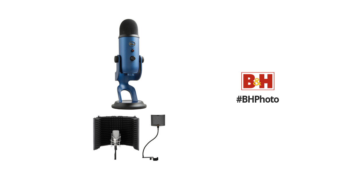 Blue Yeti USB Mic Kit with Windscreen and Reflection Filter (Midnight Blue)