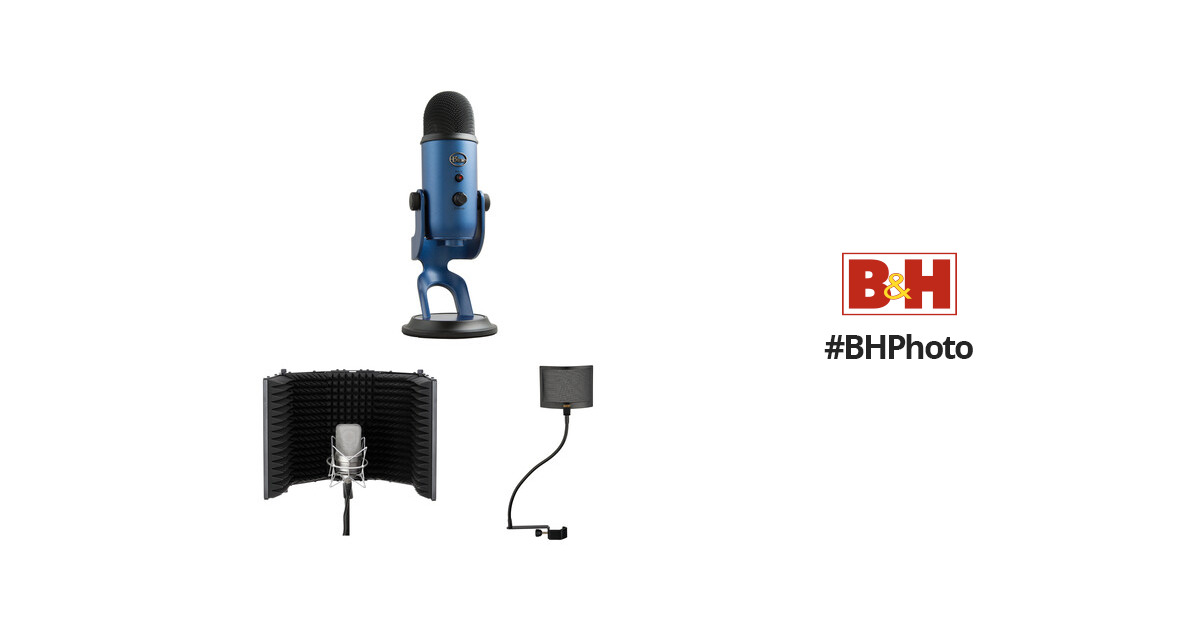 Blue Yeti USB Mic Kit with Windscreen and Reflection Filter (Midnight Blue)