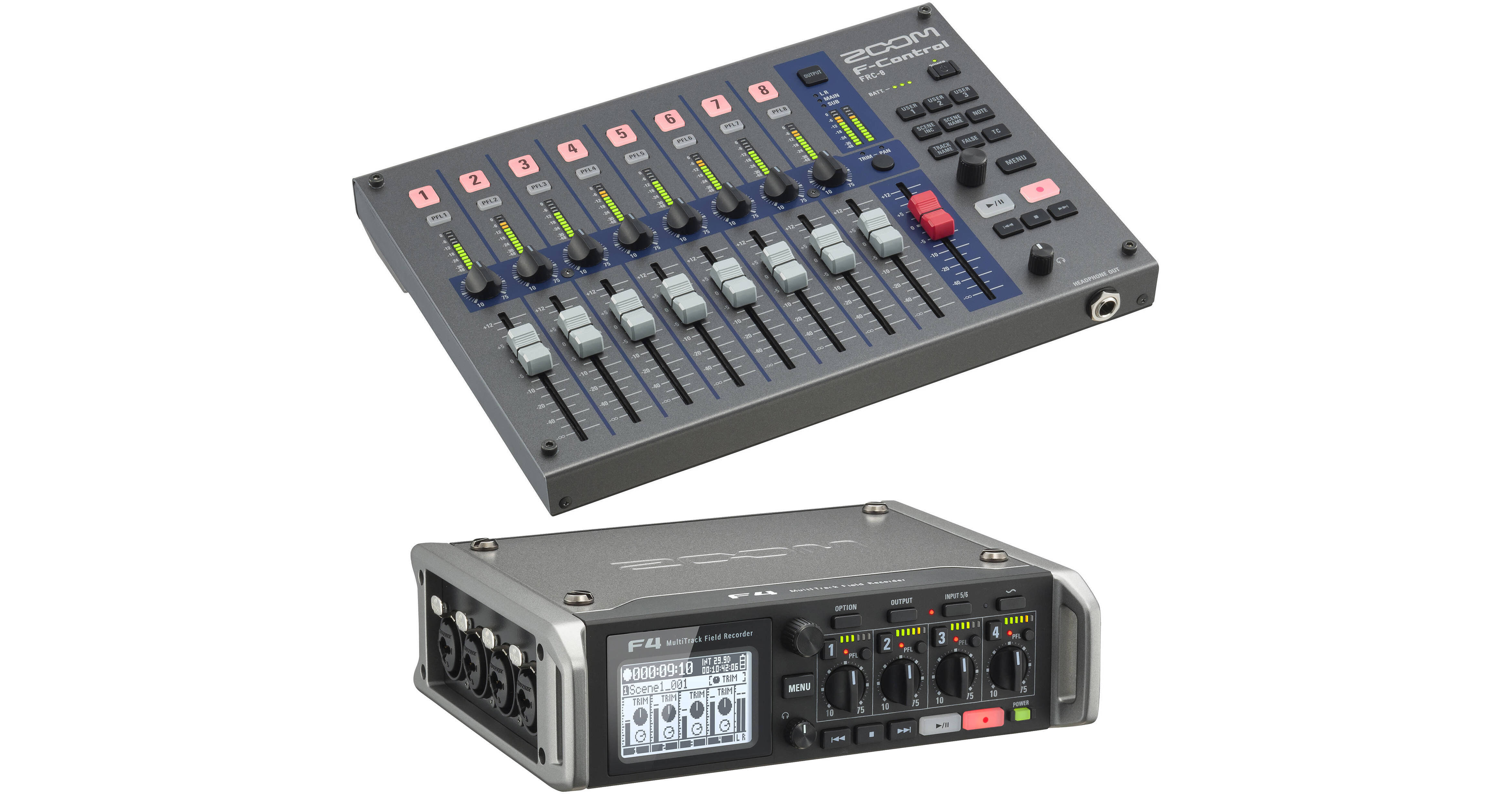 Zoom Zoom F4 Multitrack Field Recorder Kit with FControl Mixer