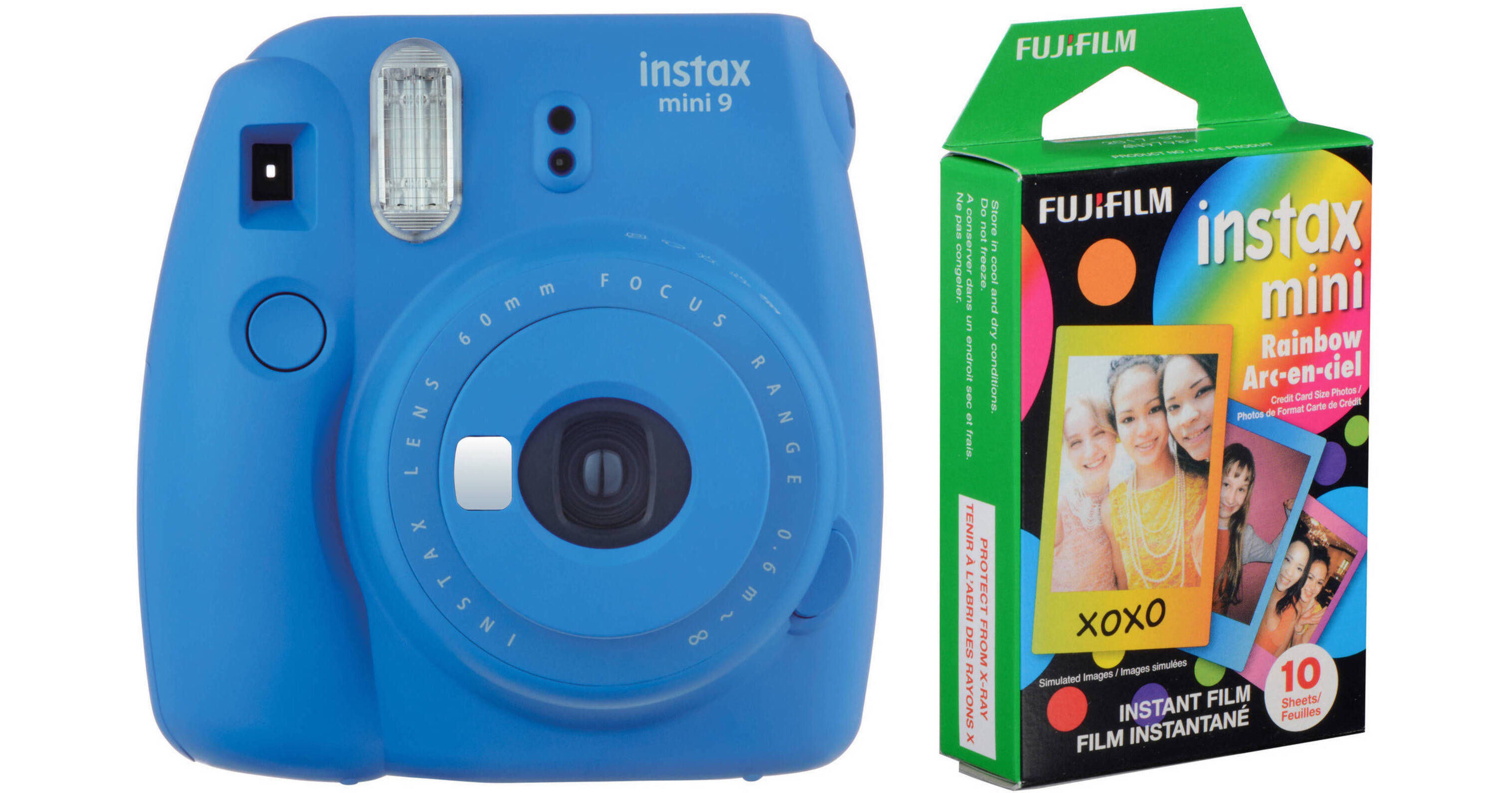 FUJIFILM INSTAX Mini 9 Instant Film Camera with Rainbow Instant