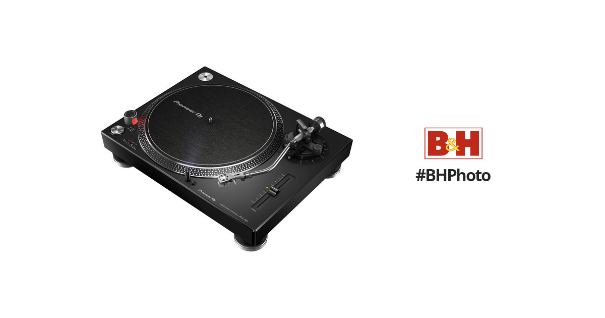 Black with Pair of Ortofon SM-17 Vinyl Label Slipmats Pioneer DJ PLX-500-K Direct Drive DJ Turntable