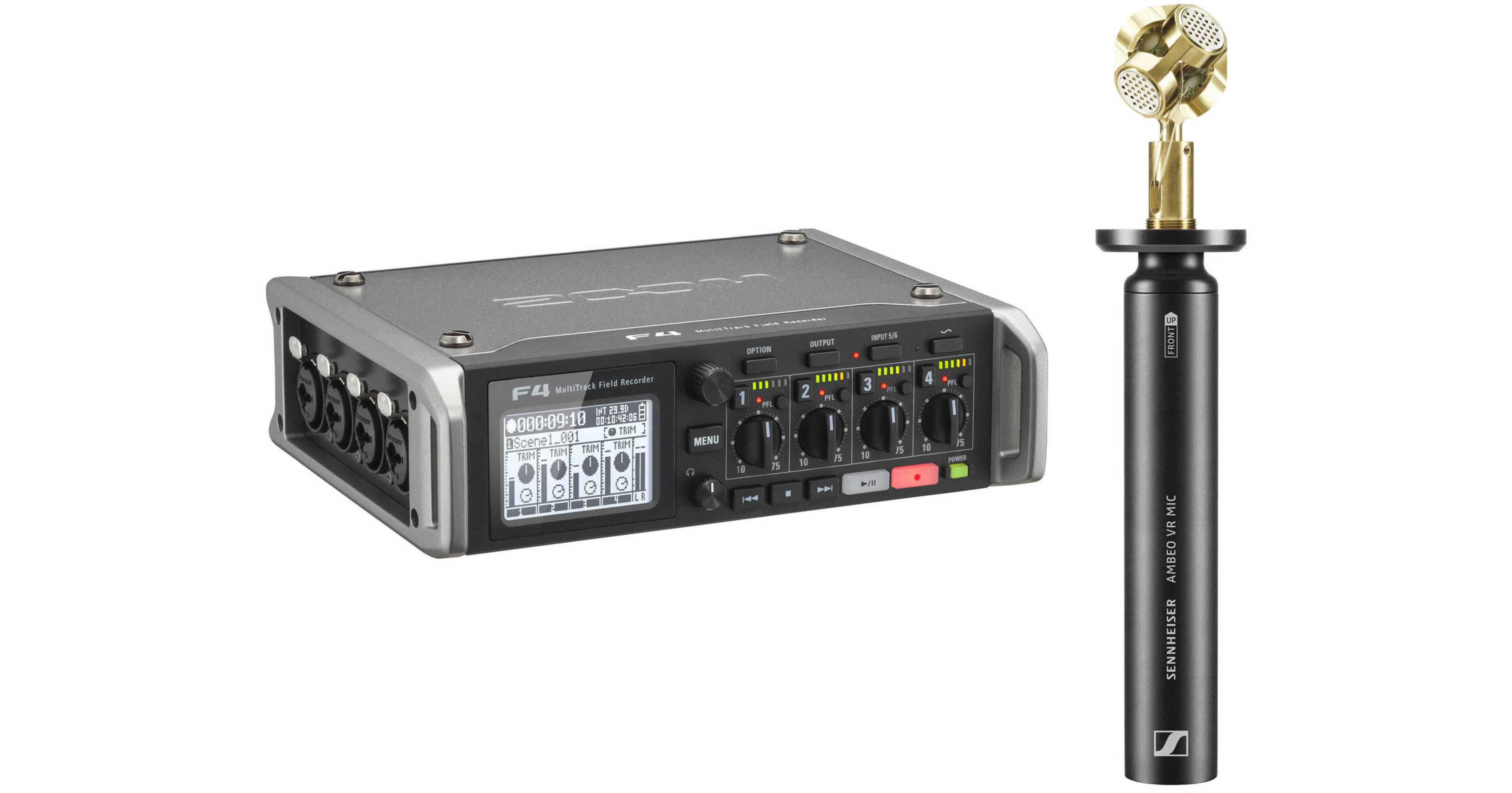 Zoom F4 Field Recorder Kit with Sennheiser AMBEO VR 3D