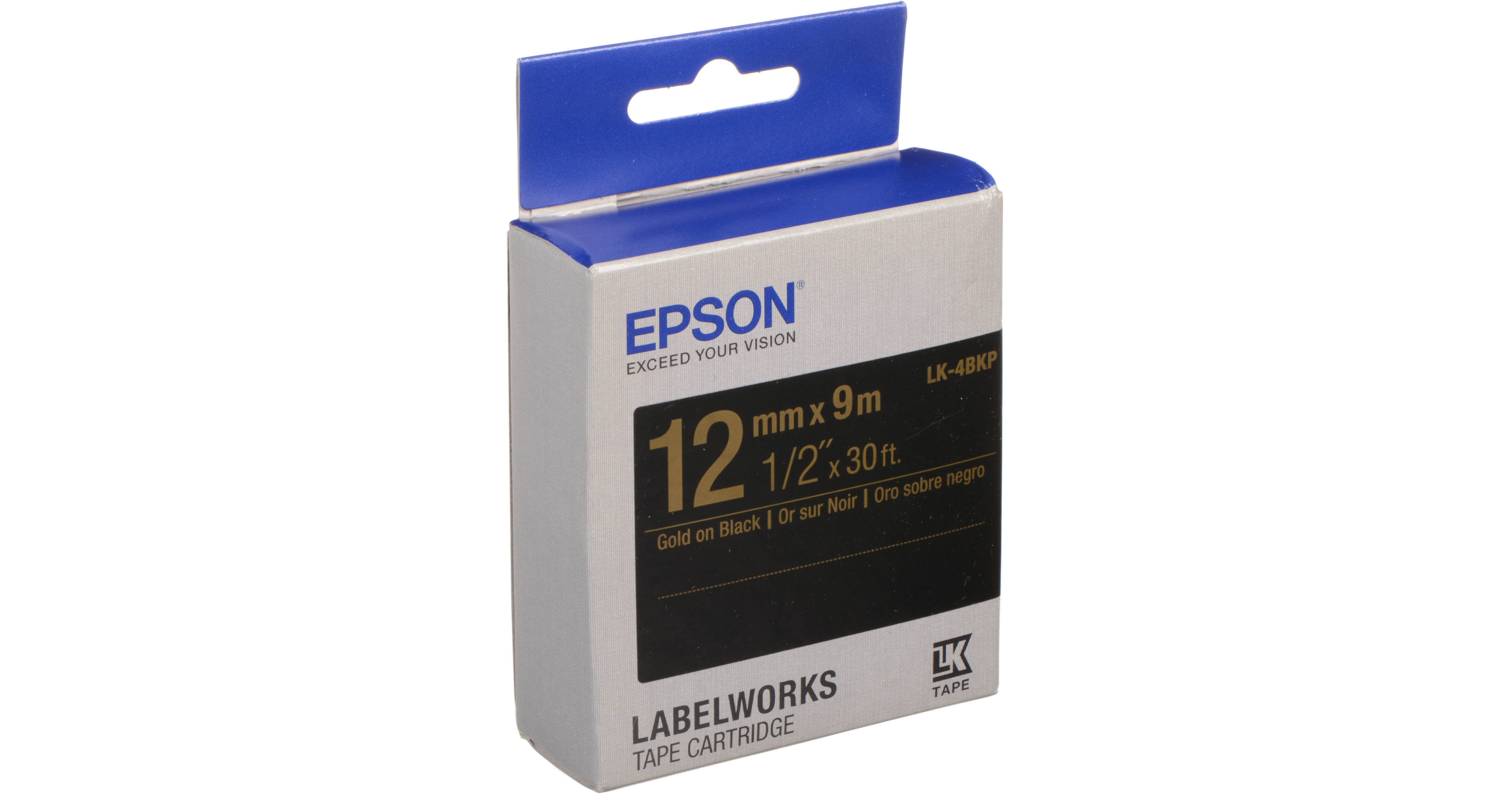 Epson LabelWorks Standard LK Tape Gold on Black Cartridge