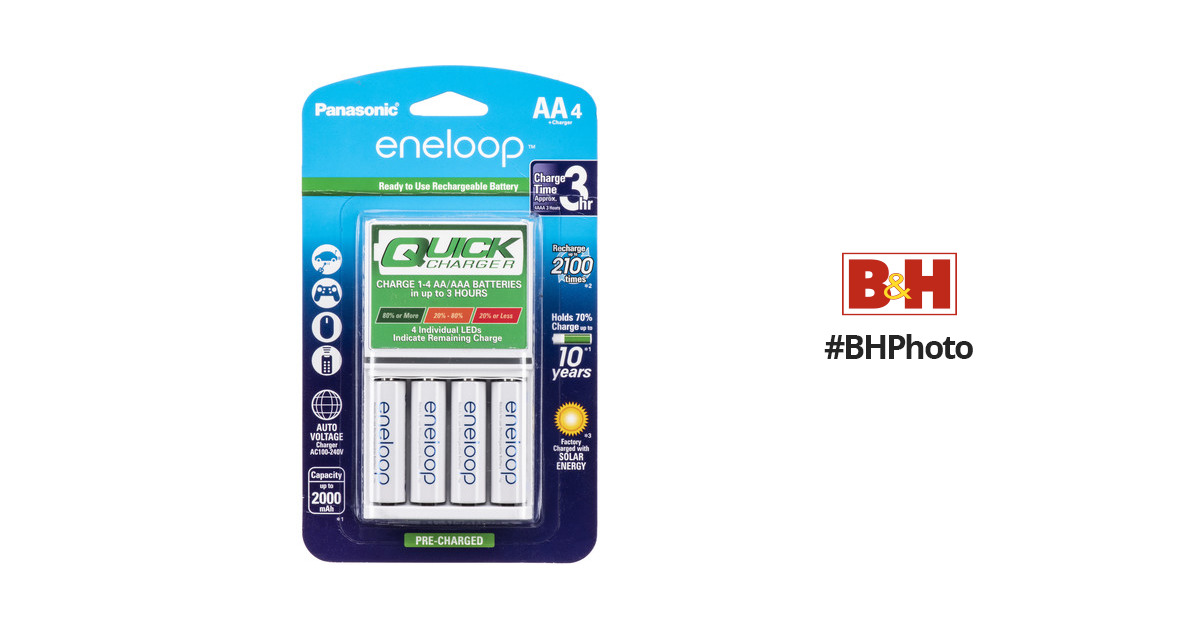 Panasonic Eneloop Rechargeable AA Batteries 4-Pack with Advanced 4 Hour  Quick Battery Charger PKKJ55KHC4BA - Best Buy