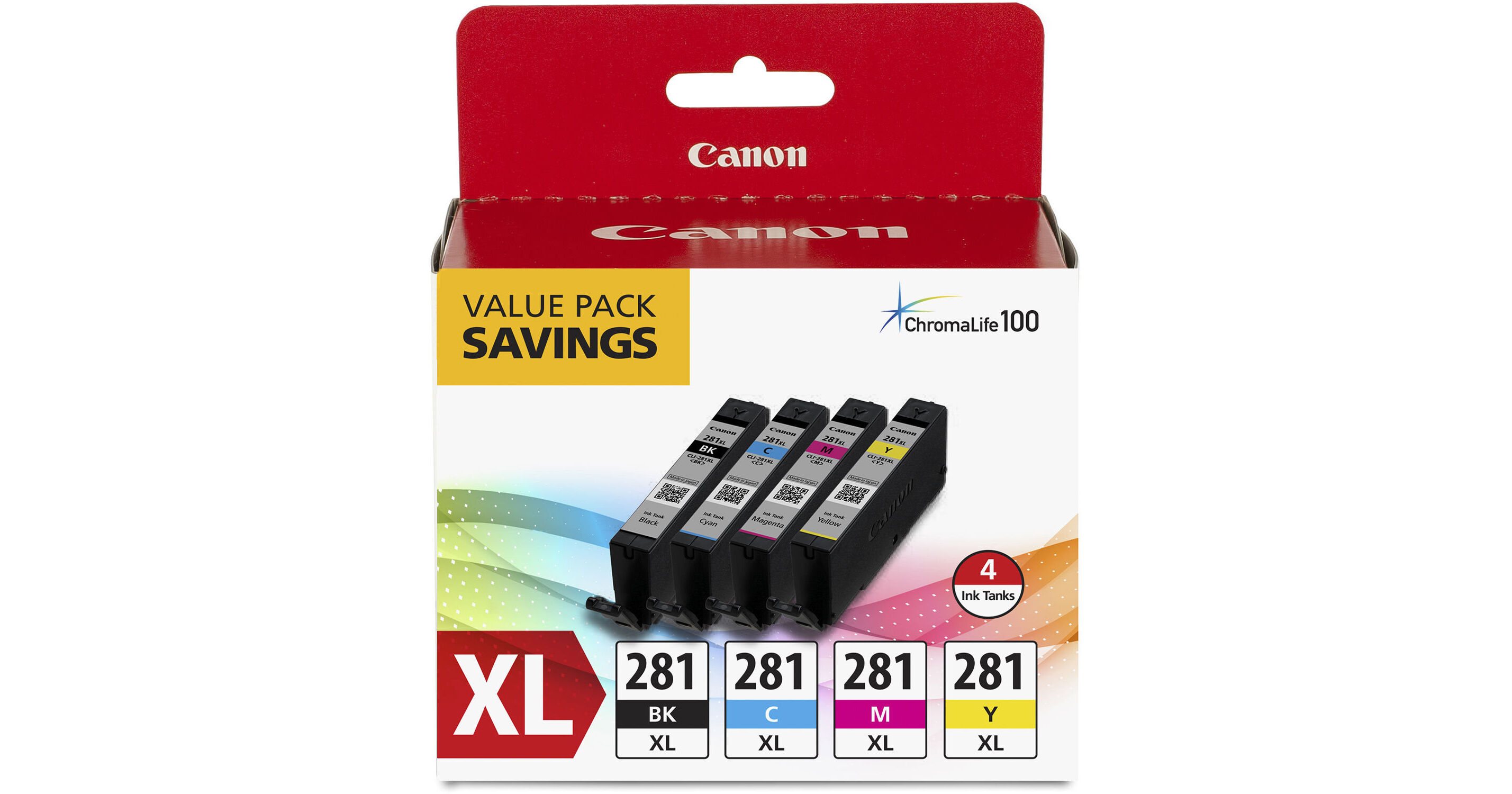 Canon CLI 281 XL BKCMY 4 Color Ink Tank Value Pack 2037C005 B H   1356616 