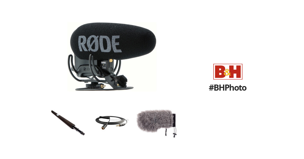 RODE VideoMic Pro+ Camera-Mount Shotgun Microphone Kit with Micro Boompole,  Windshield, and Extension Cable