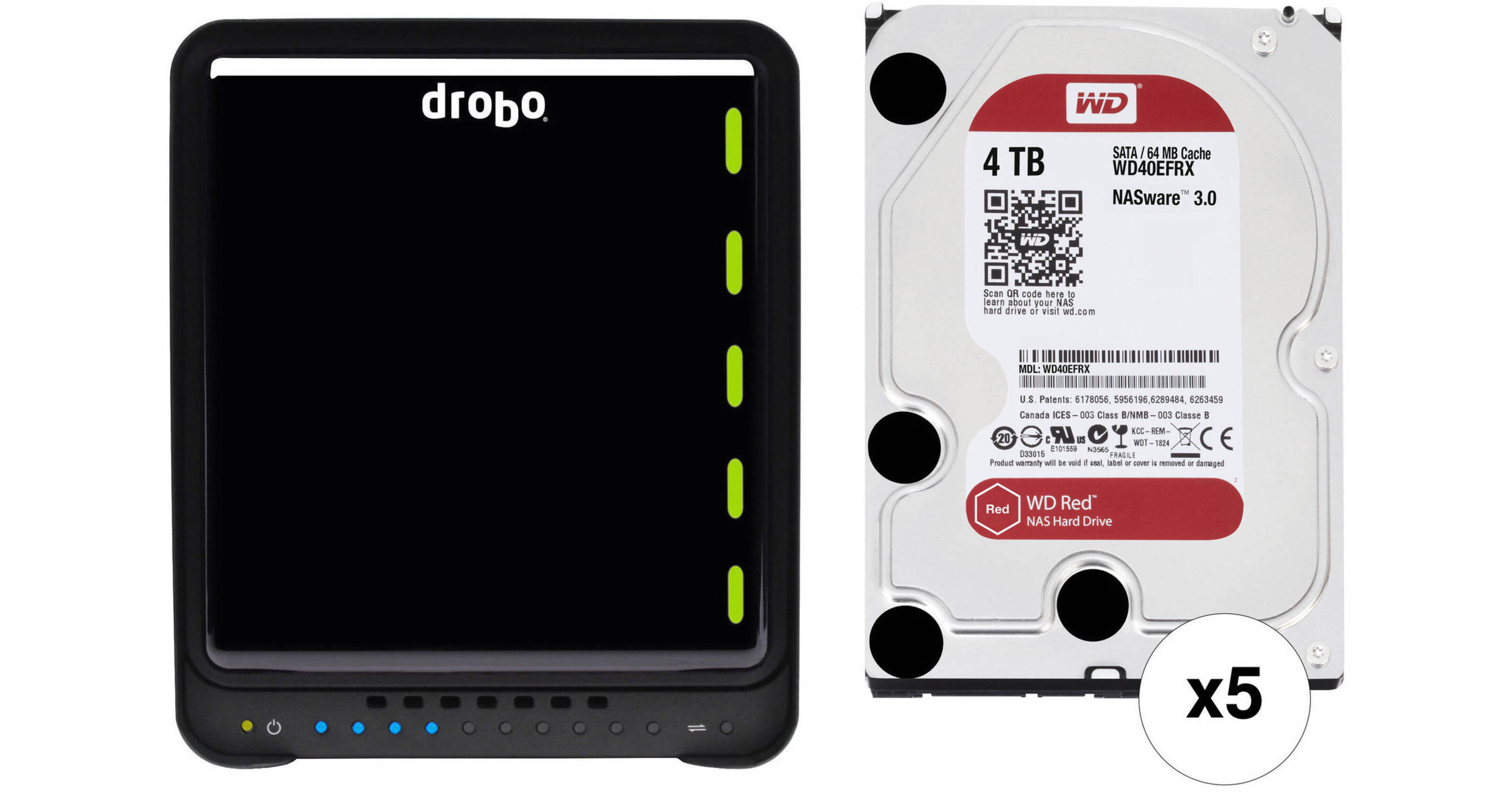 Drobo 5N2 20TB 5Bay NAS Enclosure Kit with WD NAS Drives (5 x