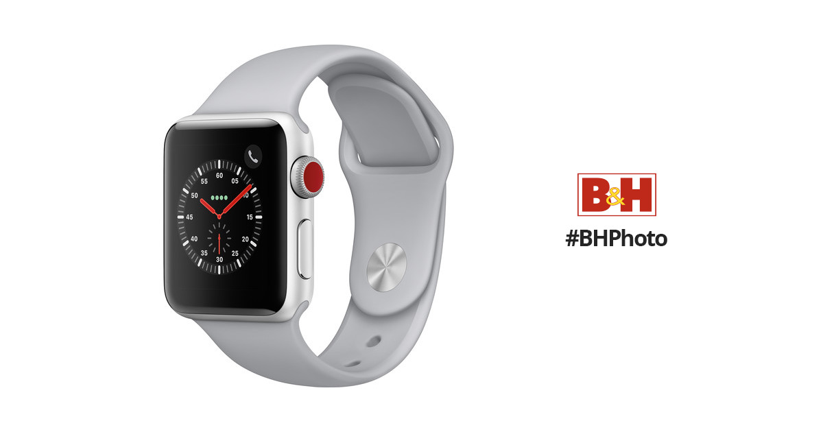 Apple Watch Series 3 38mm Smartwatch (GPS + Cellular, Silver Aluminum Case, Fog Sport Band)