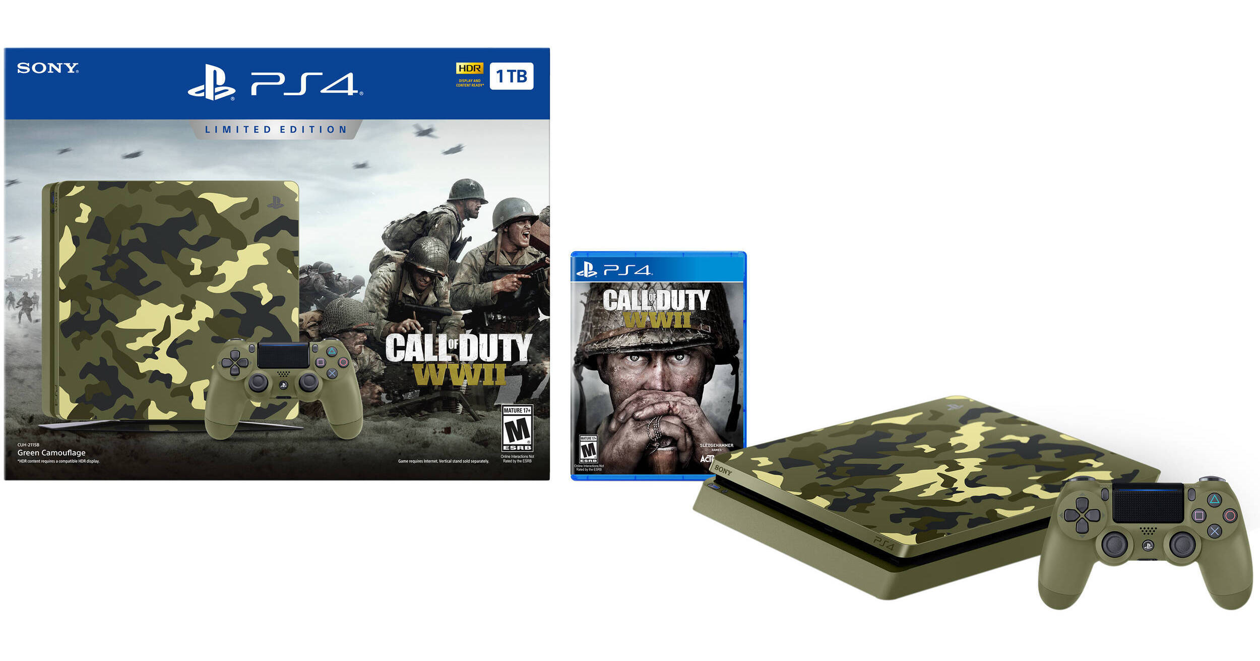 Sony PlayStation4 PS4 1TB CUHJ-10018 Call Of Duty World War 2 Limited  Edition FS