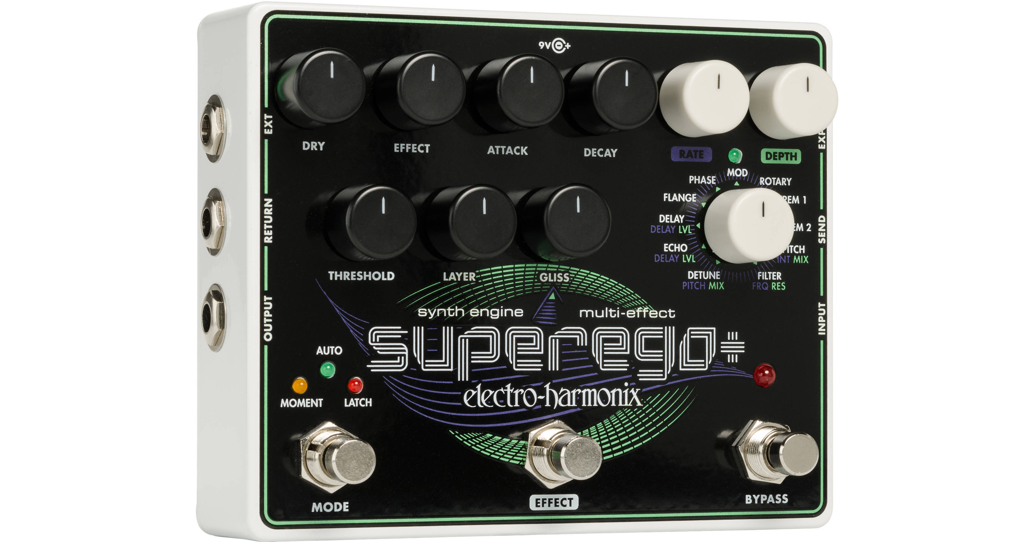 Electro-Harmonix Superego+ Freeze, Synth Engine & Multi-Effects Pedal with  Power Supply