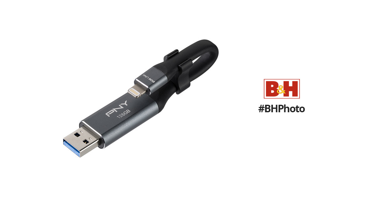 PNY 128GB DUO LINK USB 3.0 OTG Flash Drive for IPhone and I Pad  (P-FDI128LA02GC-RB) 