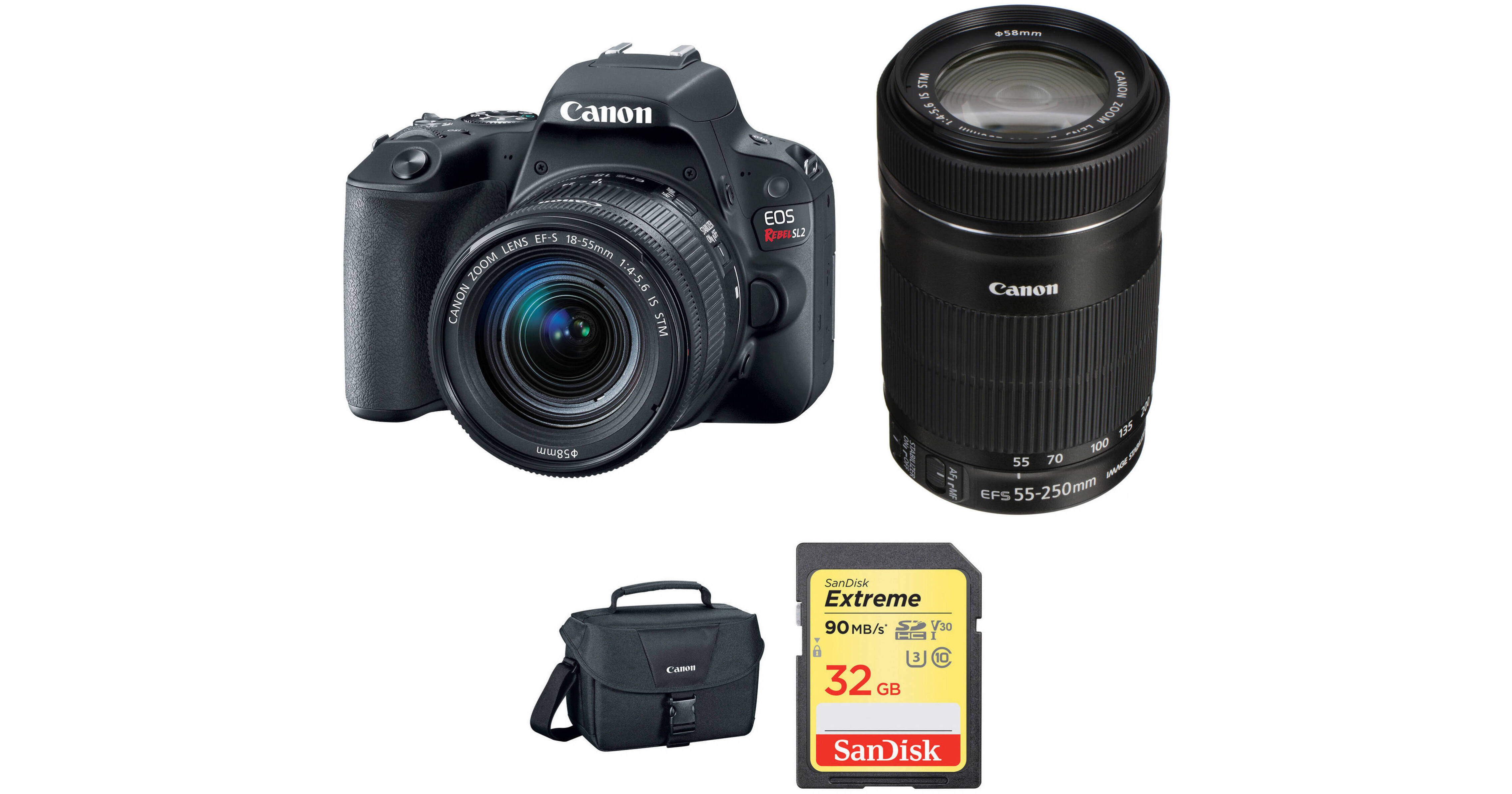 Canon EOS Rebel SL2 DSLR Camera with 1855mm and 55250mm Lenses
