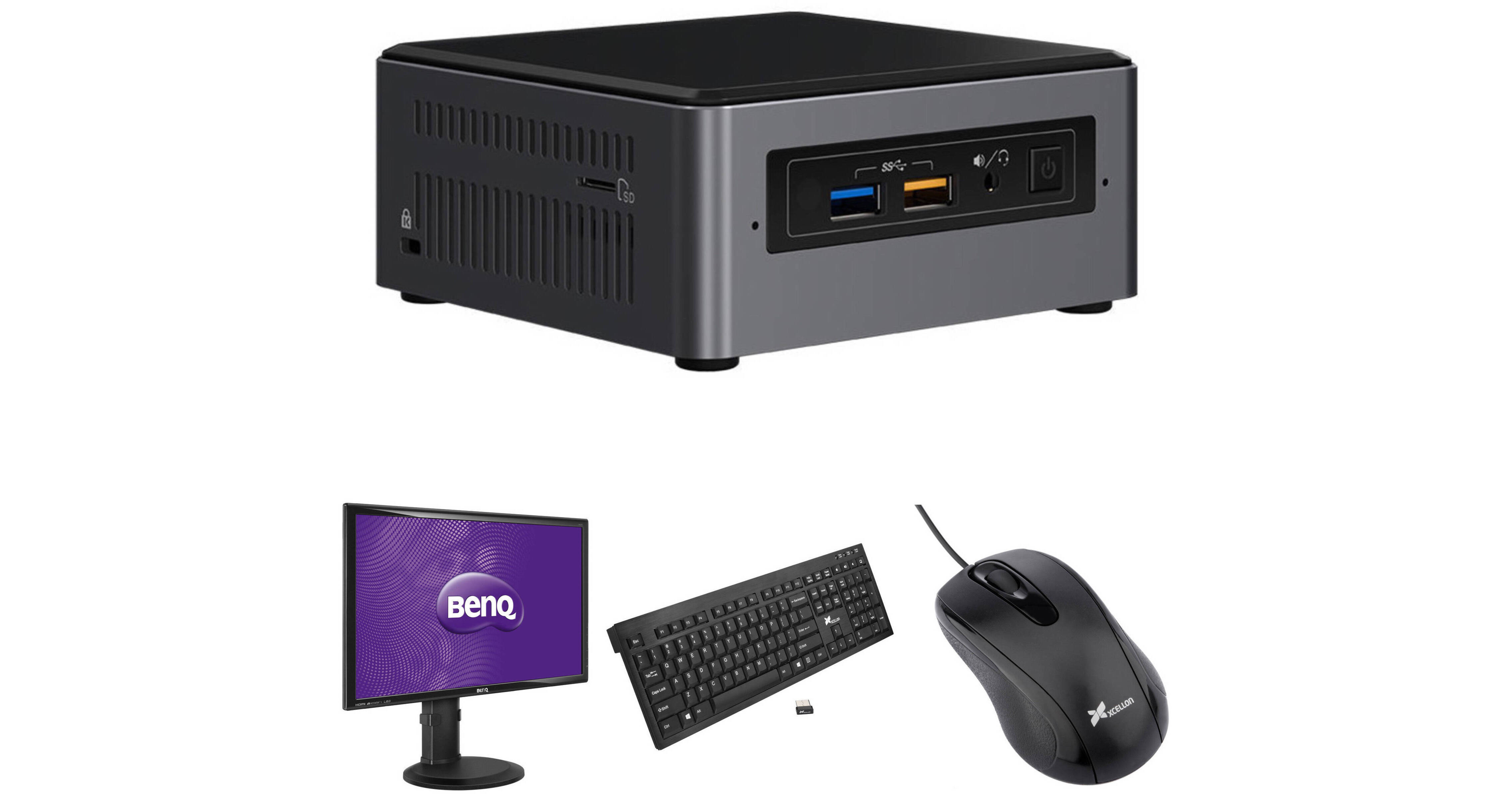 Intel NUC 7 Home NUC7i5BNHXF Mini PC Kit with Monitor, Keyboard,