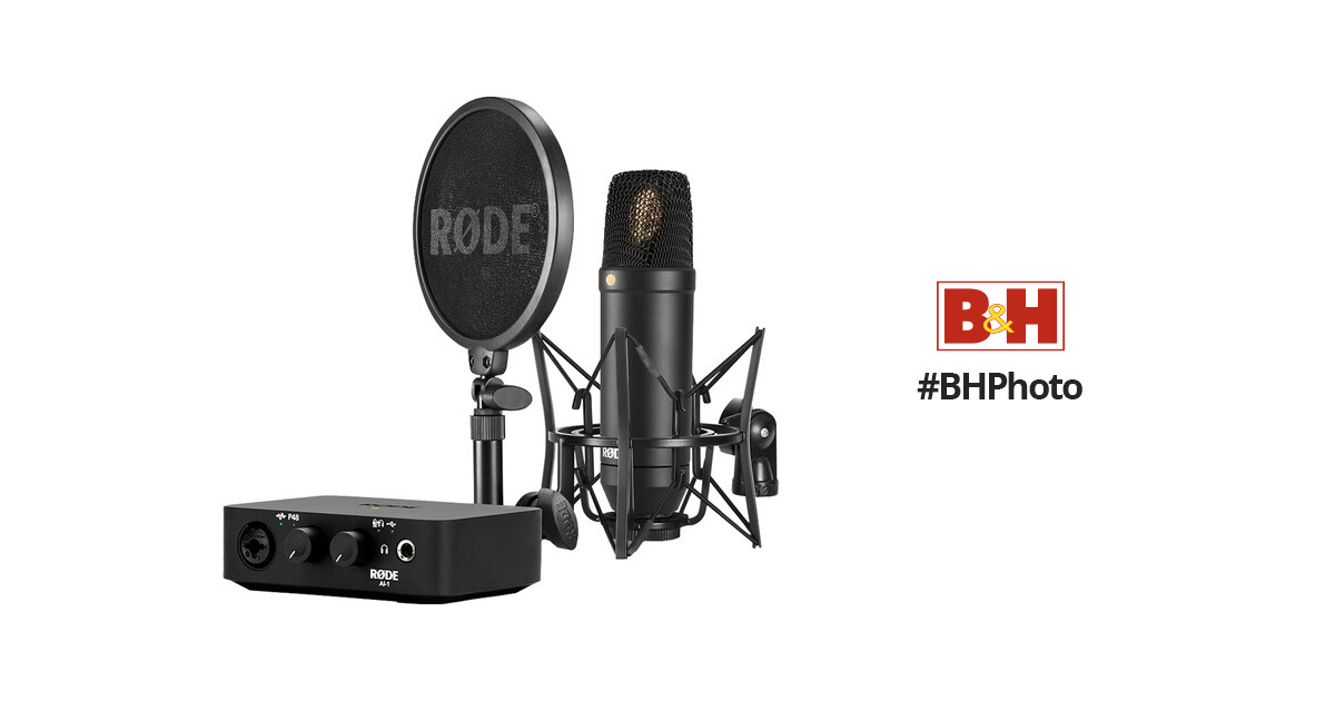 RODE Complete Studio Kit with AI-1 Audio Interface, NT1 Microphone, SM6  Shockmount, and XLR Cable