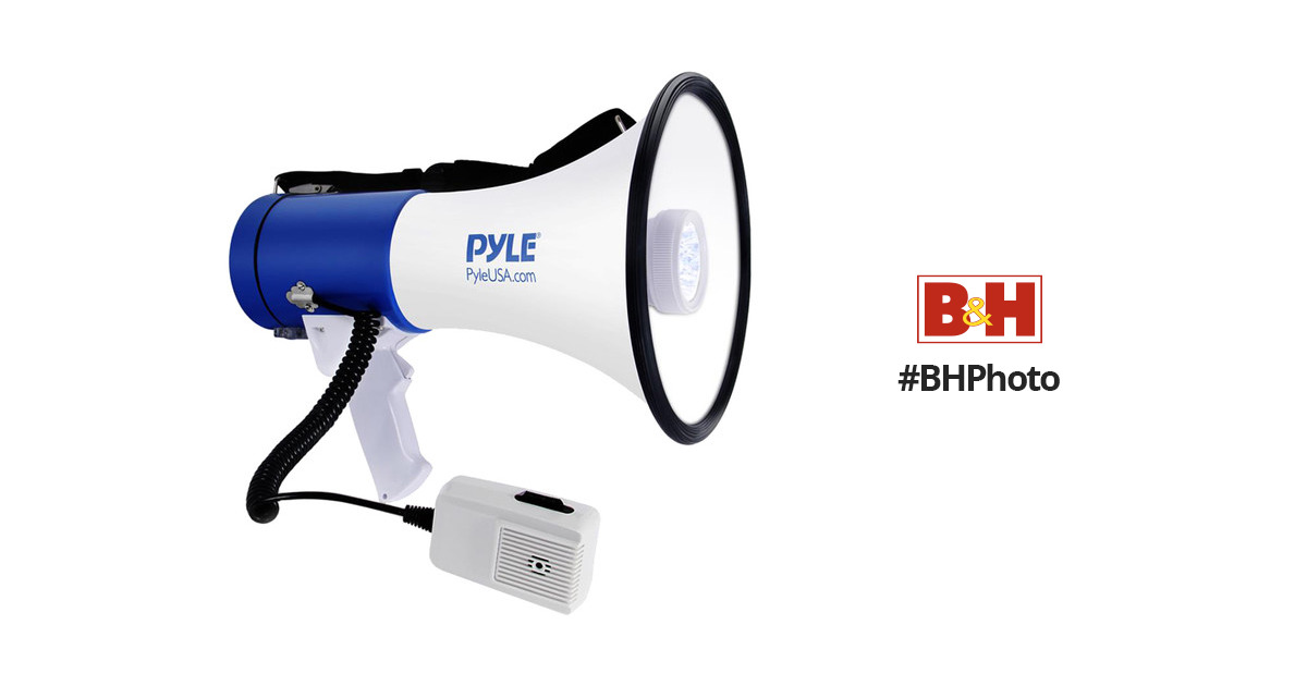 PA Bullhorn w/ Siren Alarm PMP51LT Megaphone Speaker w/ Built-in LED Lights 