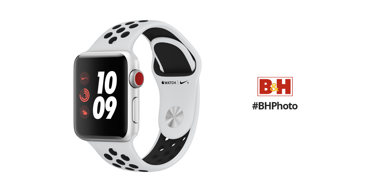 Apple Watch Nike+ Series 3 38mm Smartwatch (GPS + Cellular, Silver Aluminum  Case, Pure Platinum/Black Nike Sport Band)