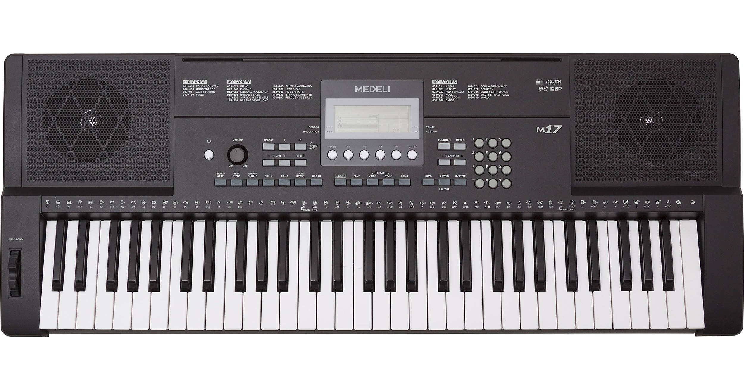 Medeli Electronics M17 61-Key Portable Keyboard DM17XXX B&H