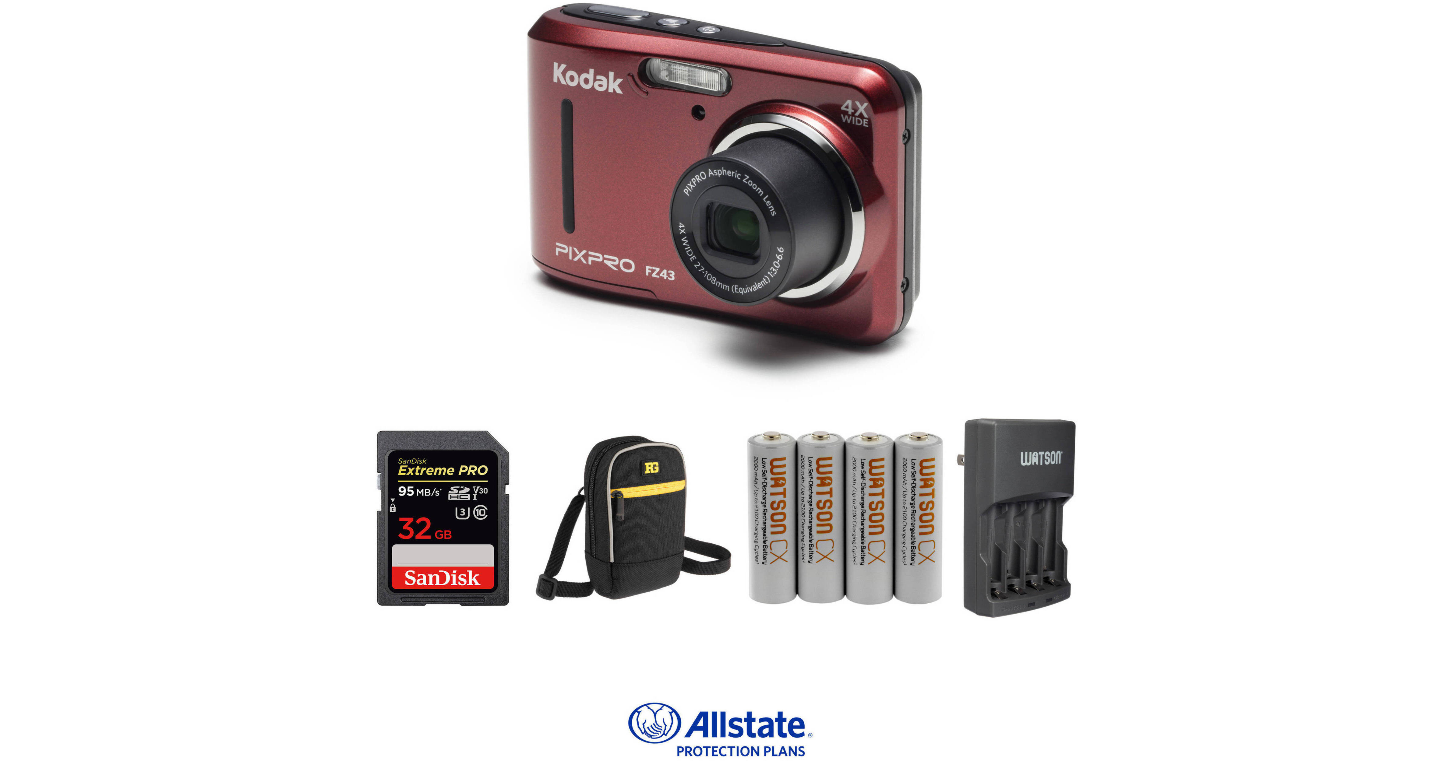 Kodak PIXPRO FZ43 Digital Camera Deluxe Kit (Red) B&H Photo