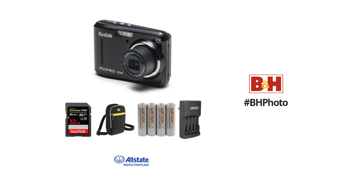 Kodak PIXPRO FZ43 Digital Camera Deluxe Kit (Black) B&H Photo