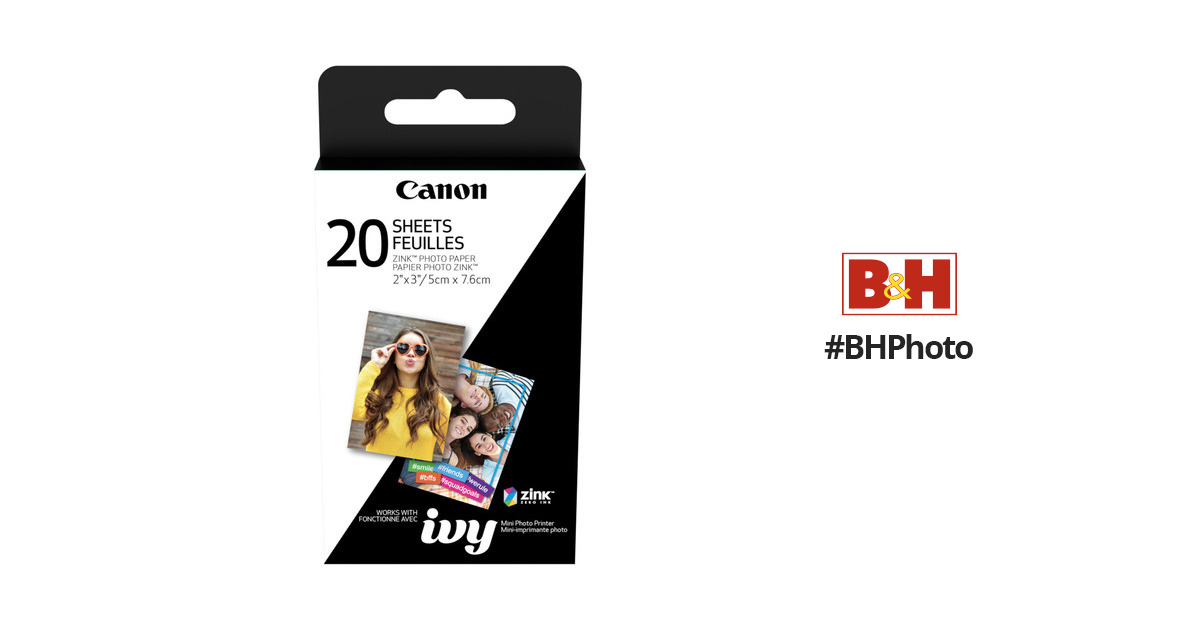 Canon 2 x 3 ZINK Photo Paper Pack (20 Sheets) 3214C001 B&H