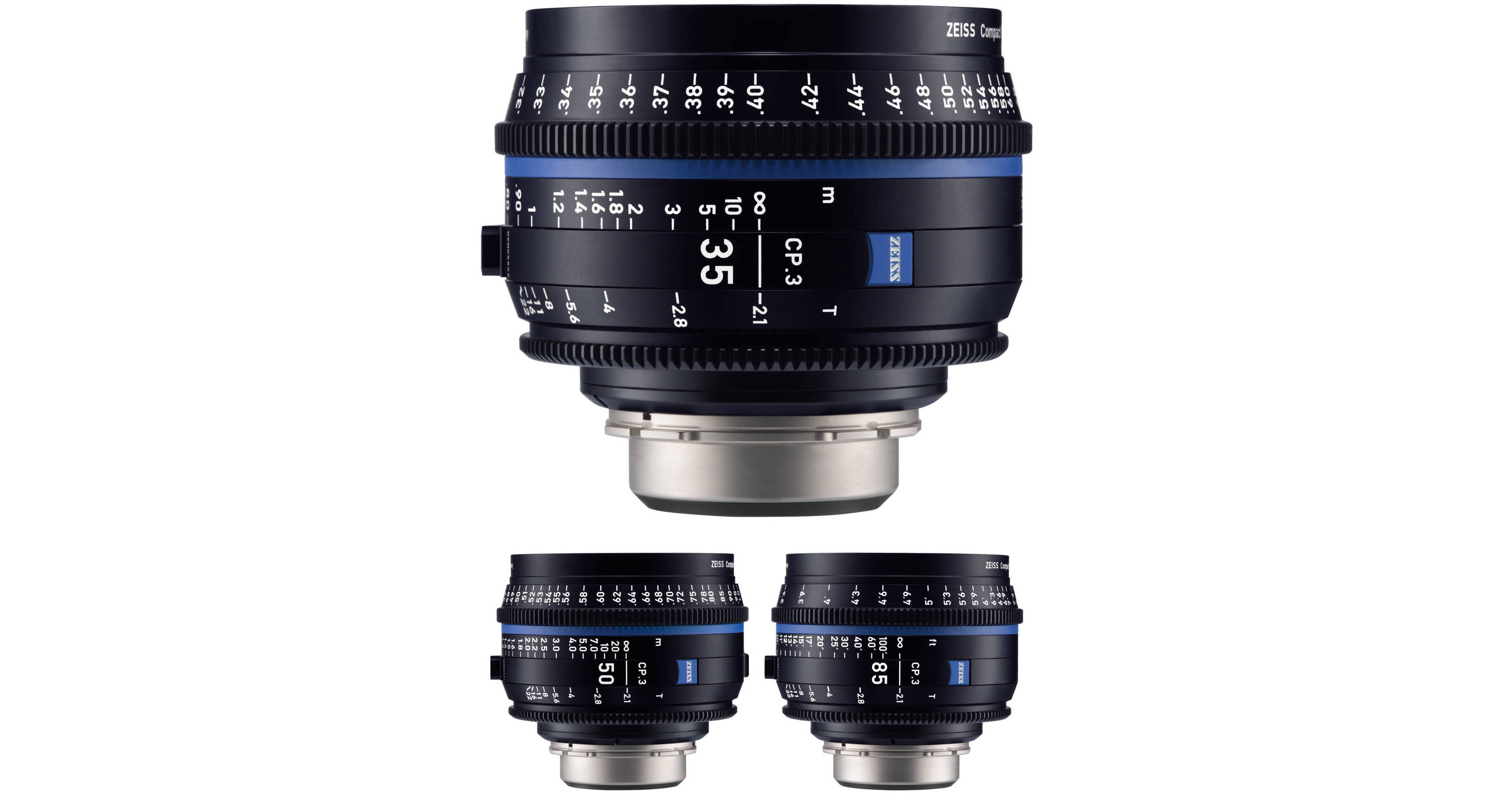 ZEISS CP.3 35, 50, 85mm Three Lens Kit (EF Mount, Feet)