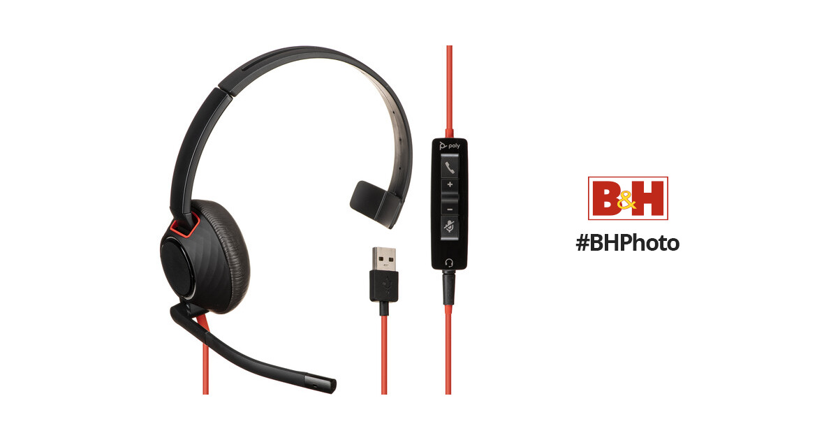 Poly blackwire 5220 USB-C headset, on ear mono headset, wired
