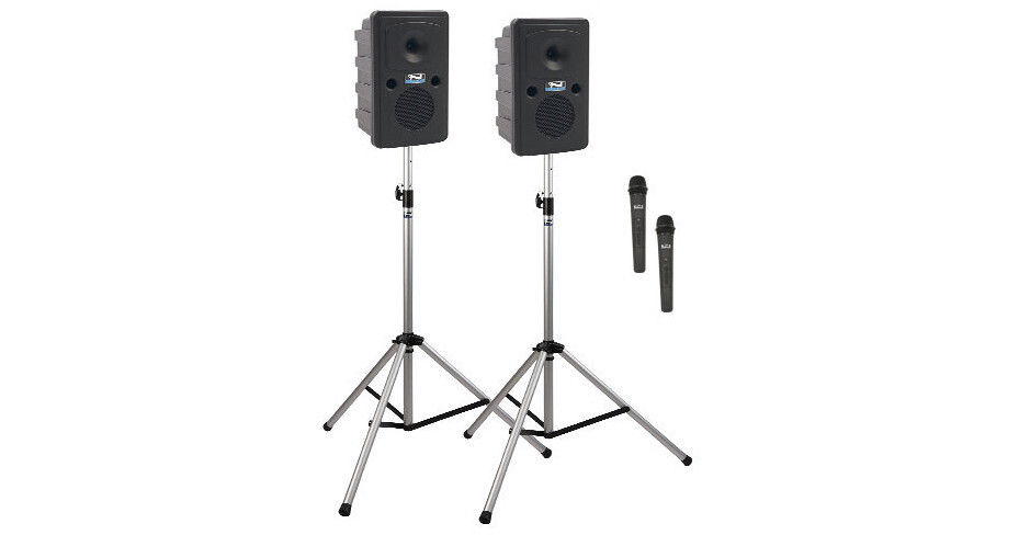 Anchor Audio GG-DP2-AIR-HH Go Getter Portable Sound System Deluxe AIR  Package 2 with Two Wireless Handheld Microphones and Wireless Companion  Speaker