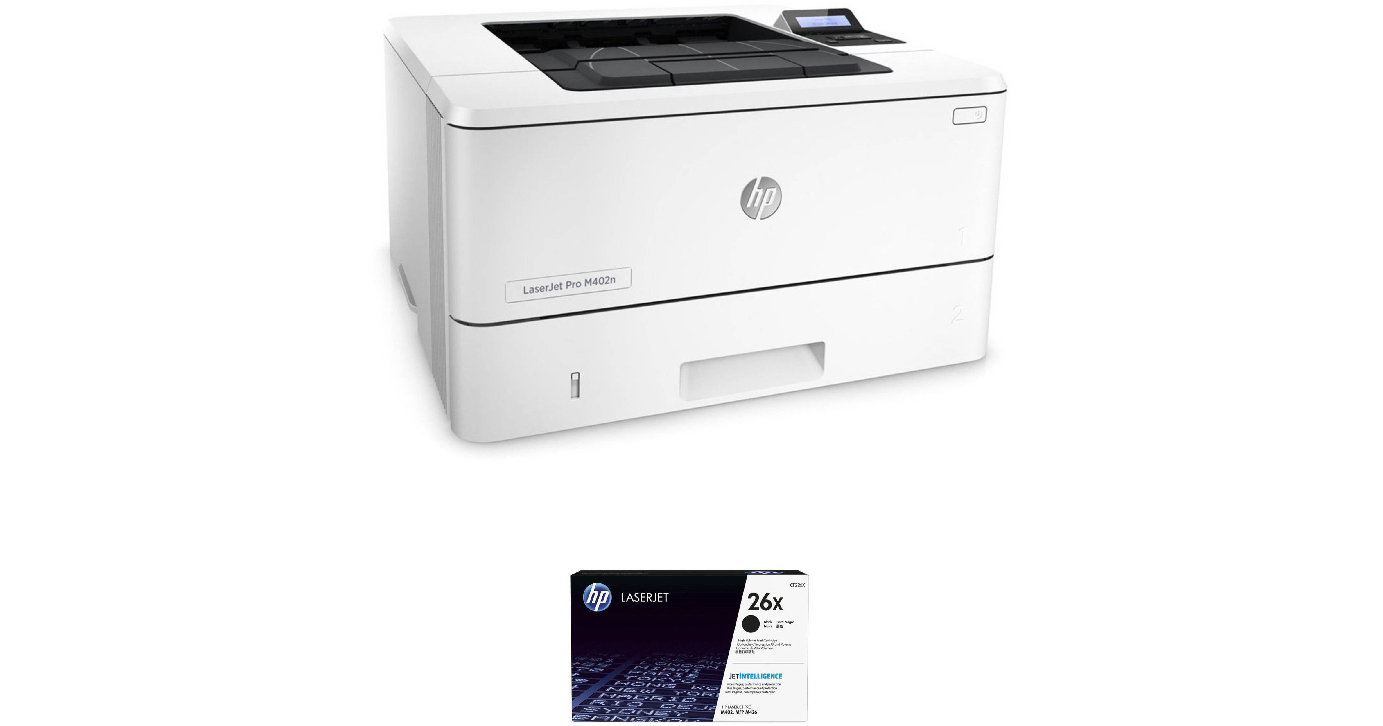 HP LaserJet Pro M402n Monochrome Printer with Extra 26X Black